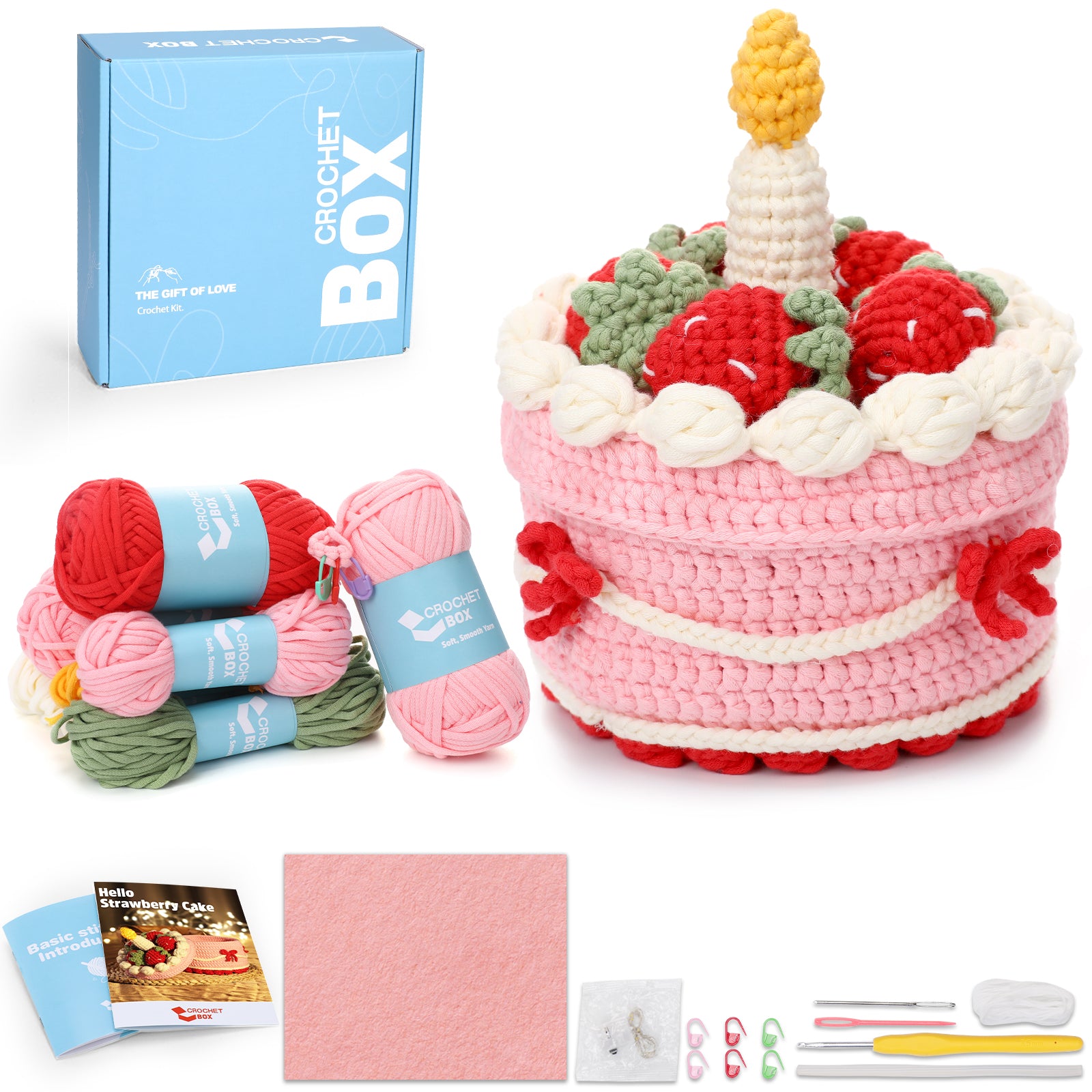 CROCHET BOX Complete Crochet Kit for Beginners —— Strawberry Cake