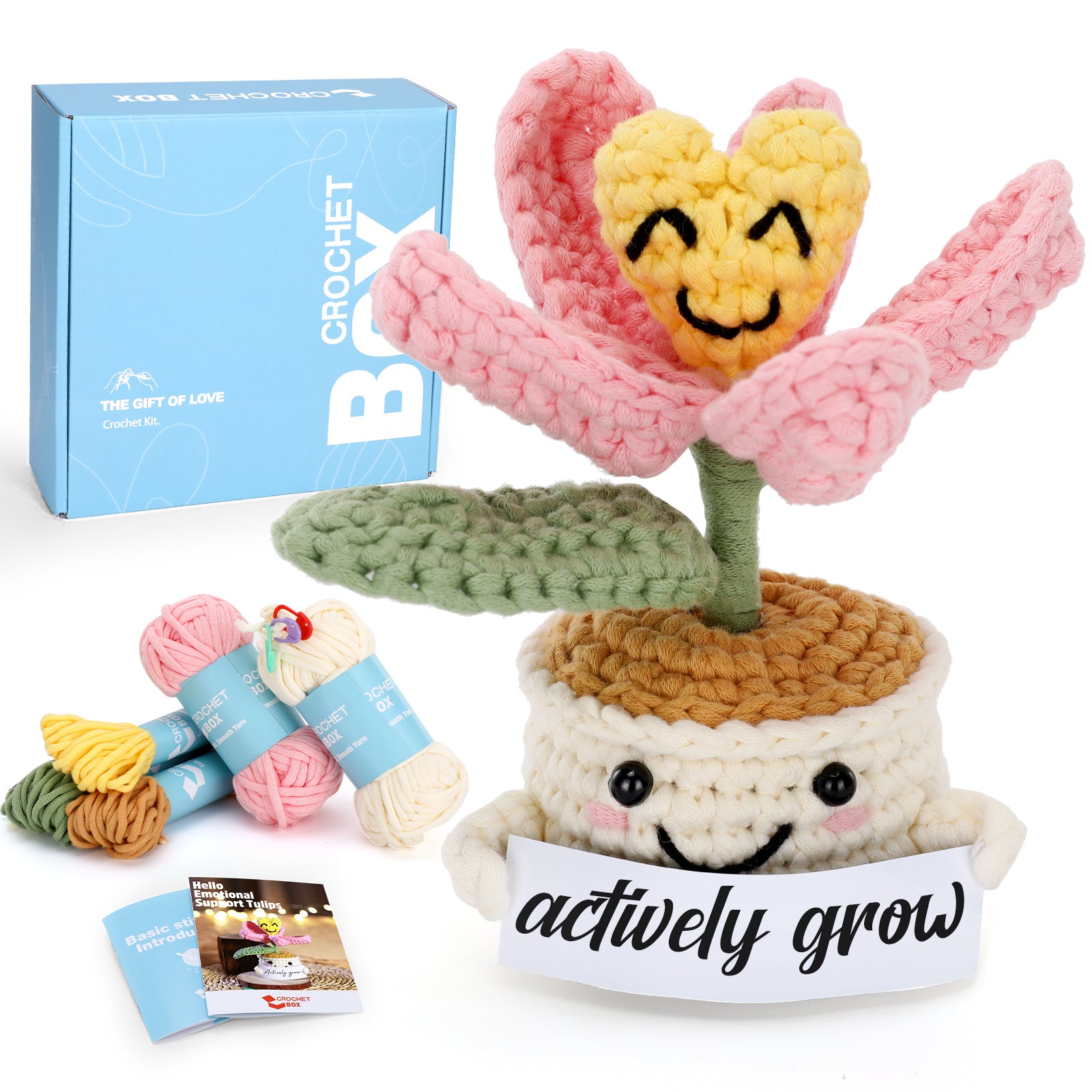 CROCHET BOX Complete Crochet Kit for Beginners —— Emotional Support Tulips
