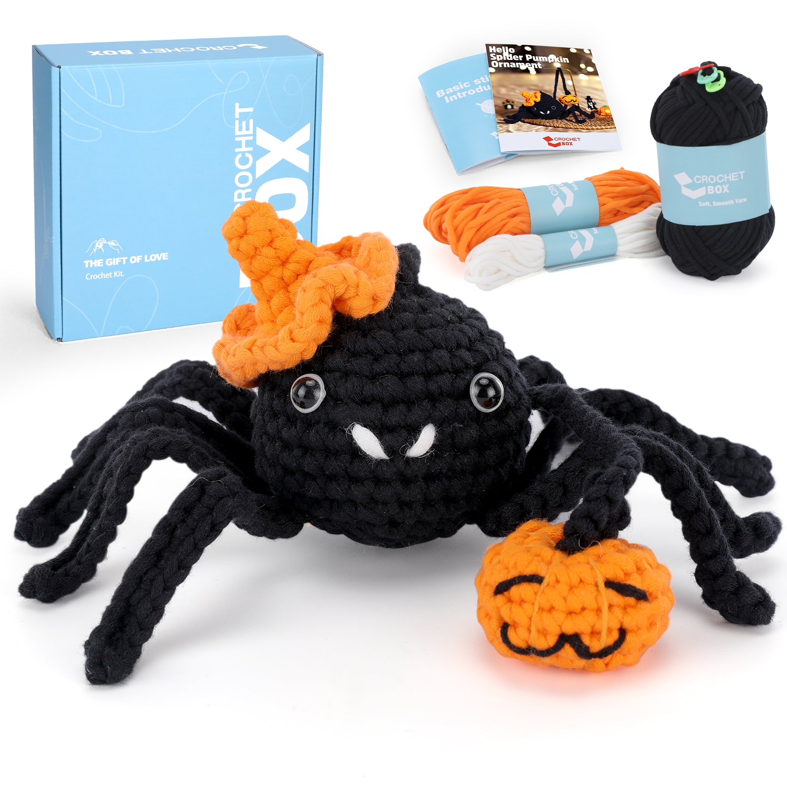Complete Crochet Kit for Beginners —— Halloween Spider and Pumpkin Hanging
