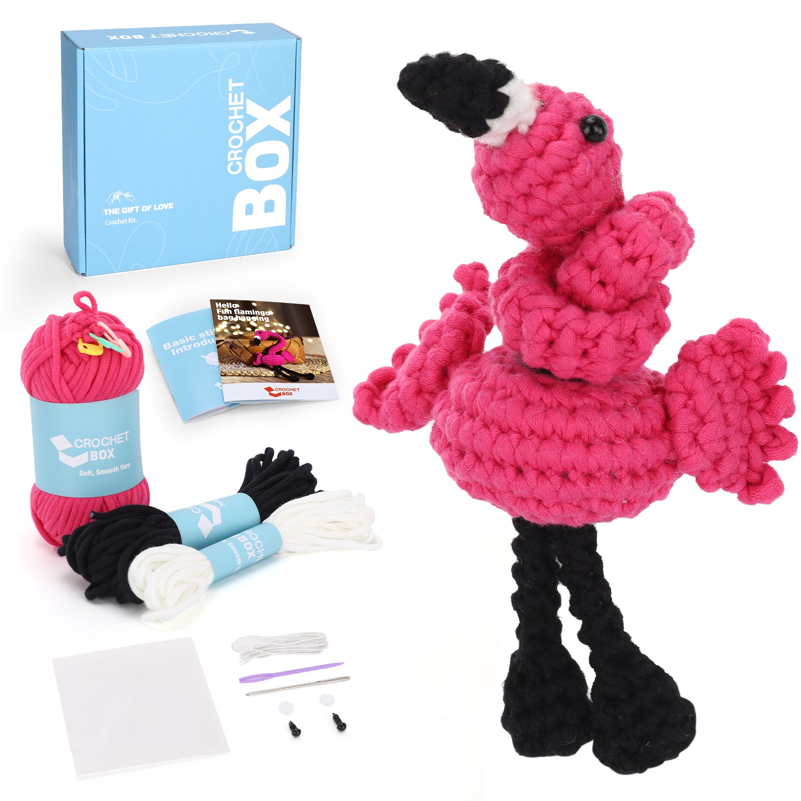 CROCHET BOX Complete Crochet Kit for Beginners —— Fun flamingo bag hanging