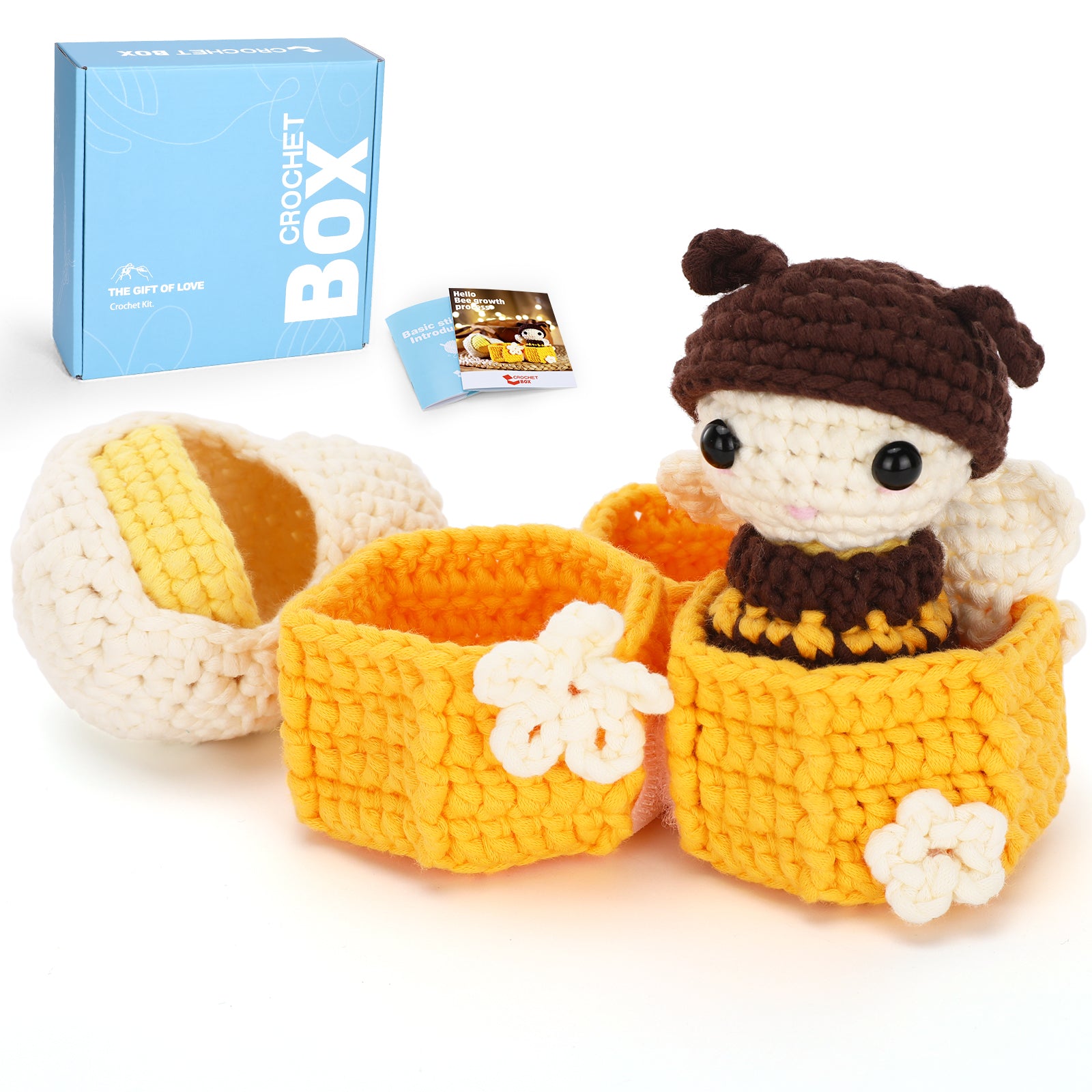 CROCHET BOX Complete Crochet Kit for Beginners —— Bee growth process