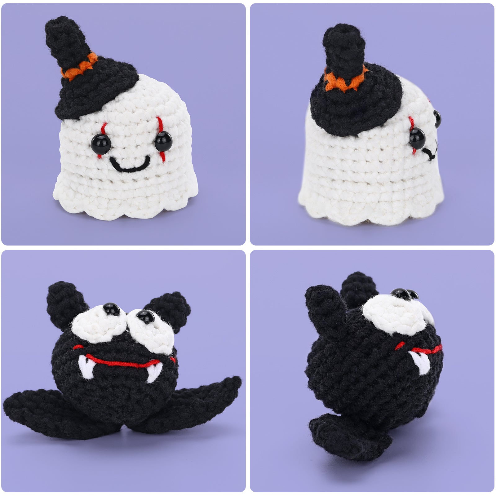 Complete Crochet Kit for Beginners: Starter Crochet Kit, All Need in, Includes Easy Crocheting Soft Yarn, Step-by-Step Video Tutorial, Ghost & Bat Design, Birthday, Holiday Gift for Adults, Teens