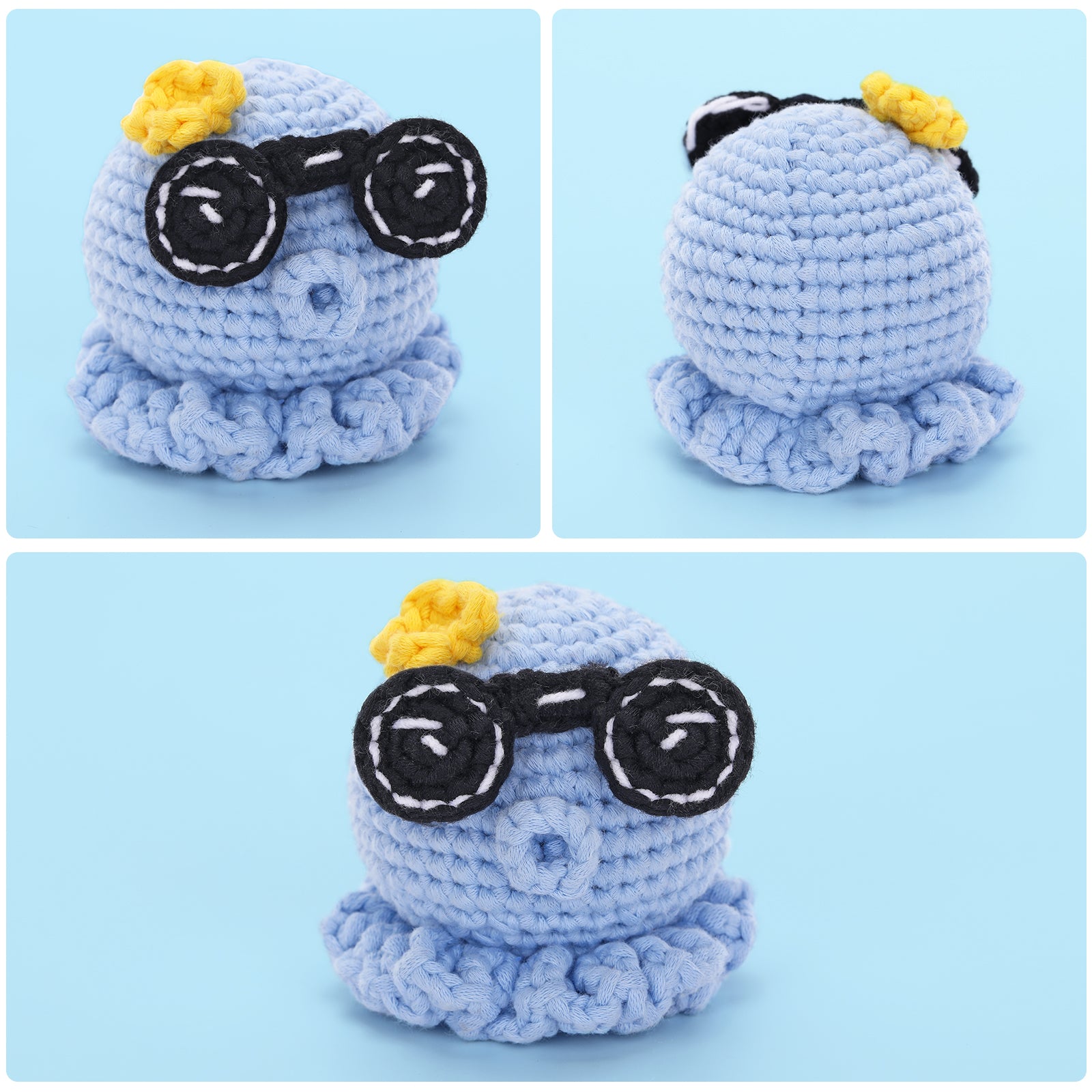 CrochetBox Complete Crochet Kit for Beginners - All You Need in, Step-by-Step Video Tutorial, Instruction, Easy Using Soft Yarn, Cool Octopus Animal Design, Birthday, Holiday Gift for Adults, Teens