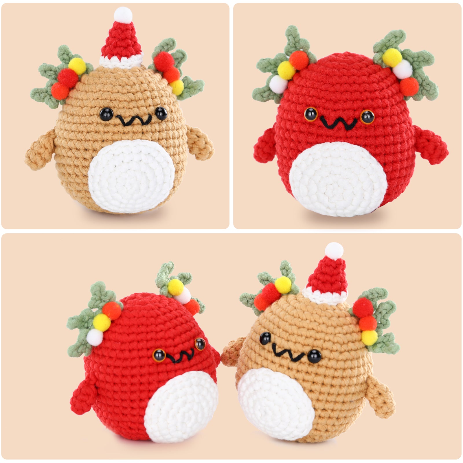CROCHET BOX Crochet Kit for Beginners —— Christmas Axolotls