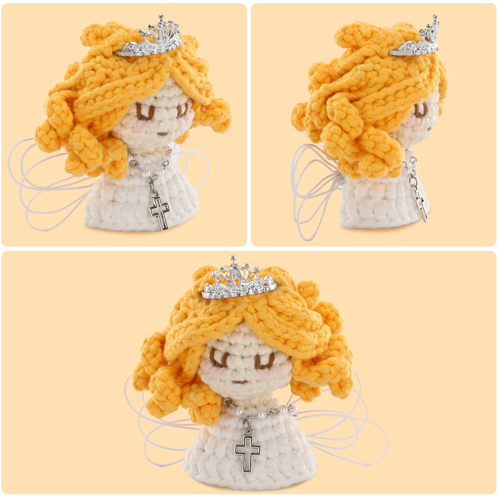 Complete Crochet Kit for Beginners: Communion Angel Crochet Kit, Starter Crochet Kit, Easy Knitting Soft Yarn, Step-by-Step Video Tutorial, Gift for Adults, Teens