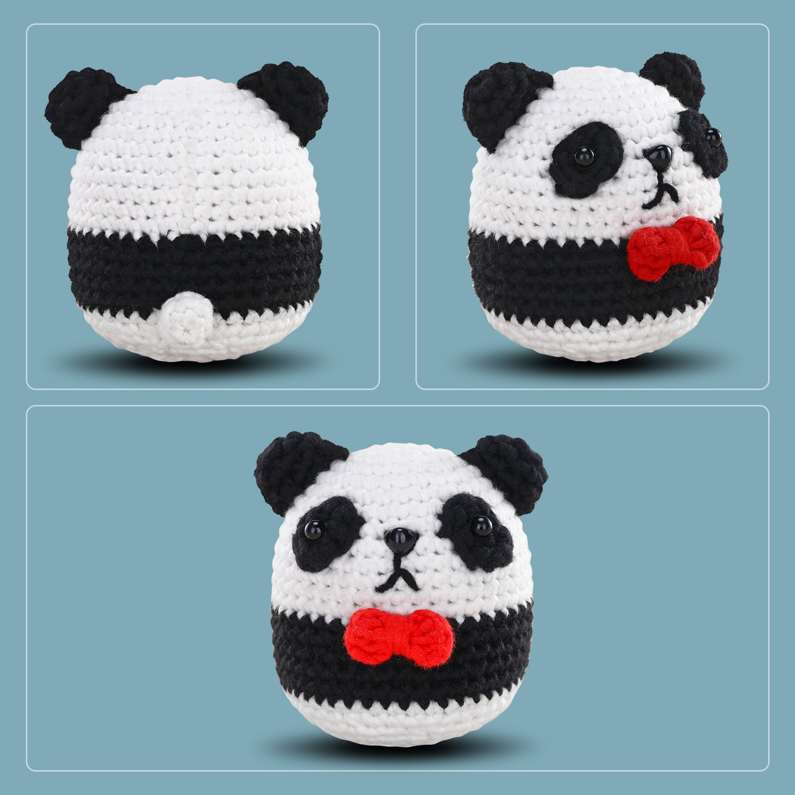 Complete Crochet Kit for Beginners: Panda Crochet Kit, Starter Crochet Kit, Easy Knitting Soft Yarn, Step-by-Step Video Tutorial, Gift for Adults, Teens