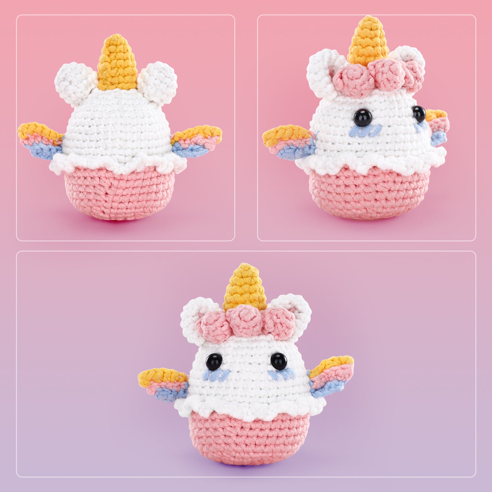 Crochet Kit for Beginners Adults, Crochet Starter Kit, Animal Amigurumi, Step-by-Step Video Tutorial, All You Need in, Cute Unicorn Design, Birthday, Holiday Thanksgiving Gift for Freinds, Teens