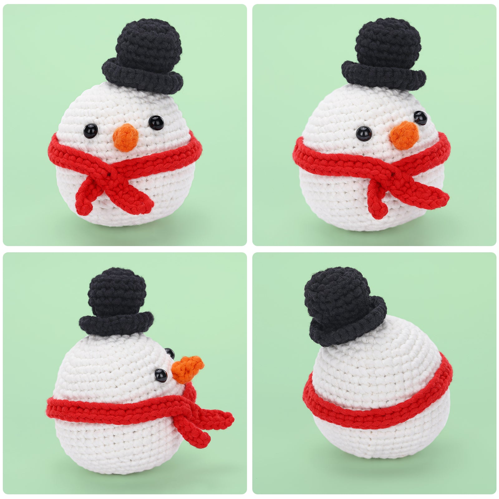 CrochetBox Crochet Kit for Beginners: Snowman Crochet Kit, All You Need In, Include Step-by-Step Video Tutorials, Top Hat, Red Scarf Snowman Style, Starter Friendly, Christmas Gift for Adults.