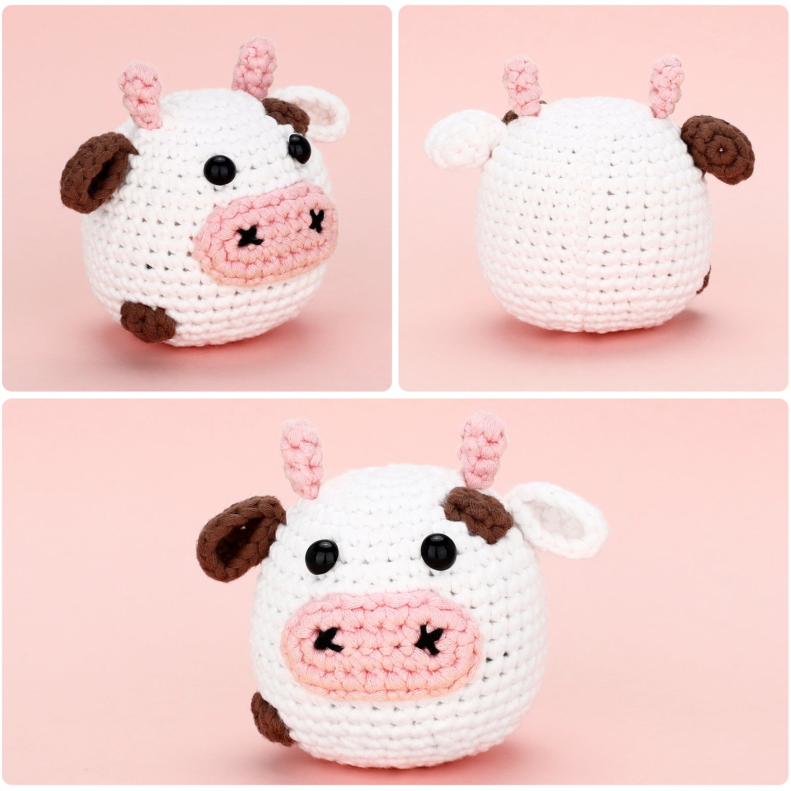 CrochetBox Crochet Kit for Beginners - Cow Crochet Kit, All You Need in, Include Step-by-Step Video Tutorial, Holiday, Birthday, Gift for Adults