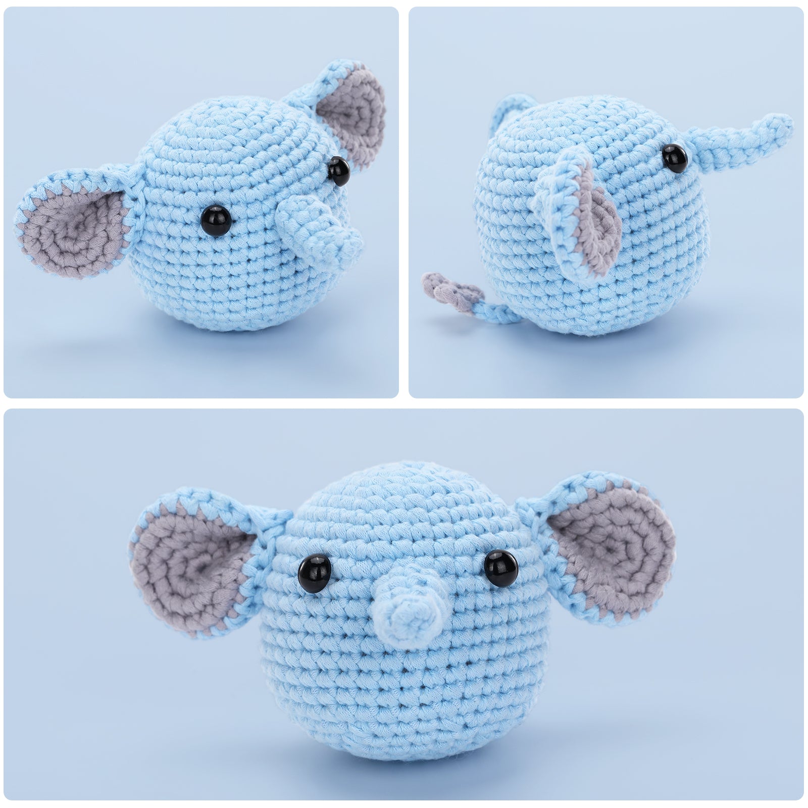 CrochetBox Crochet Kit for Beginners: Elephant Crochet Kit for Adults, Teens, Include Easy to Use Yarn, Step-by-Step Video, Patterns, Starter Friendly, Birthday, Thanksgiving, Christmas Gift.