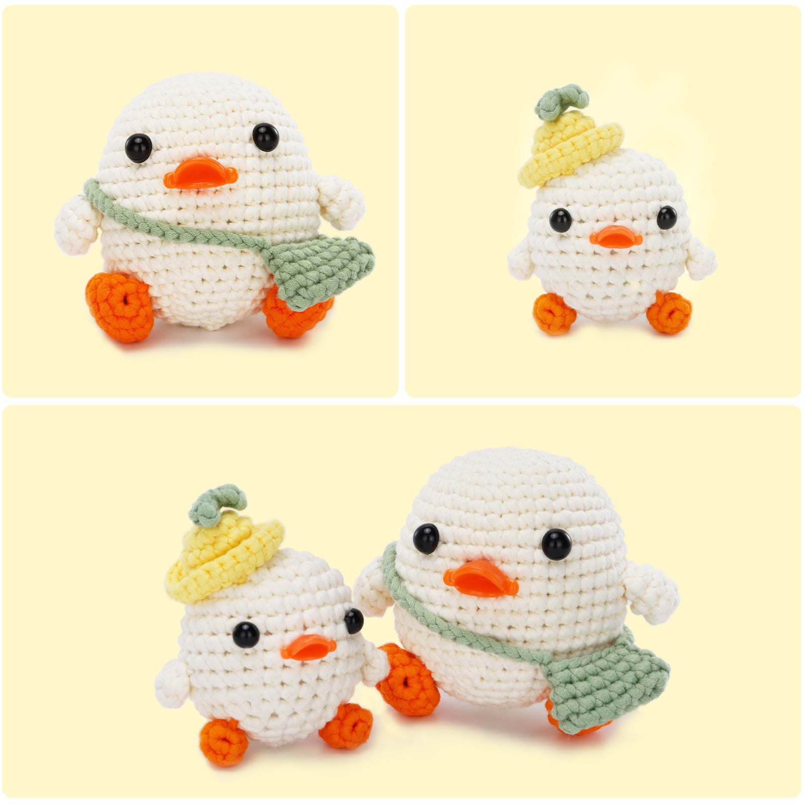 CrochetBox Crochet Kit for Beginners: Parent-Child Duck Crochet Kit, Include Easy to Use Yarn, Step-by-Step Video Tutorial, Patterns, Birthday, Thanksgiving, Christmas Gift for Adults, Teens.