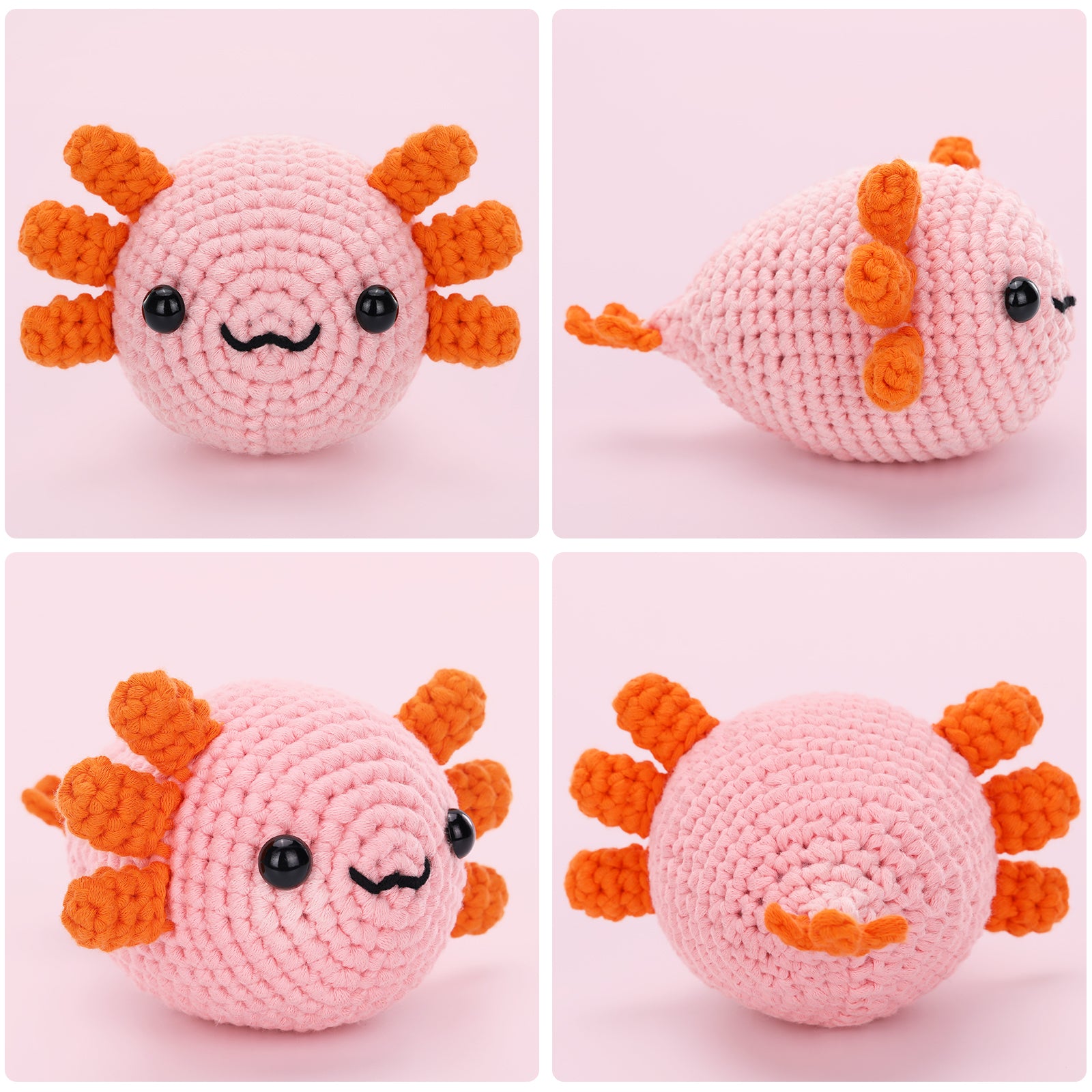 CROCHET BOX Complete Crochet Kit for Beginners - Axolotl lying