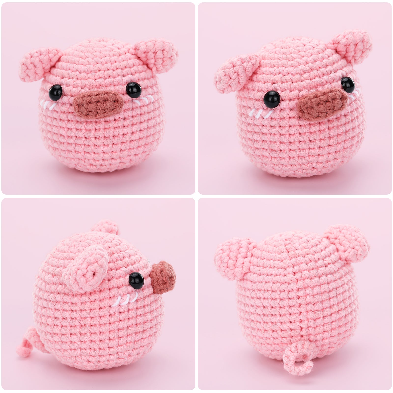 CrochetBox Crochet Kit for Beginners: Pink Pig Crochet Kit, All You Need In, Include Step-by-Step Video Tutorials, Cute Animal Style, Birthday, Holiday Gift for Adults, Teens, Relaxing Craft.