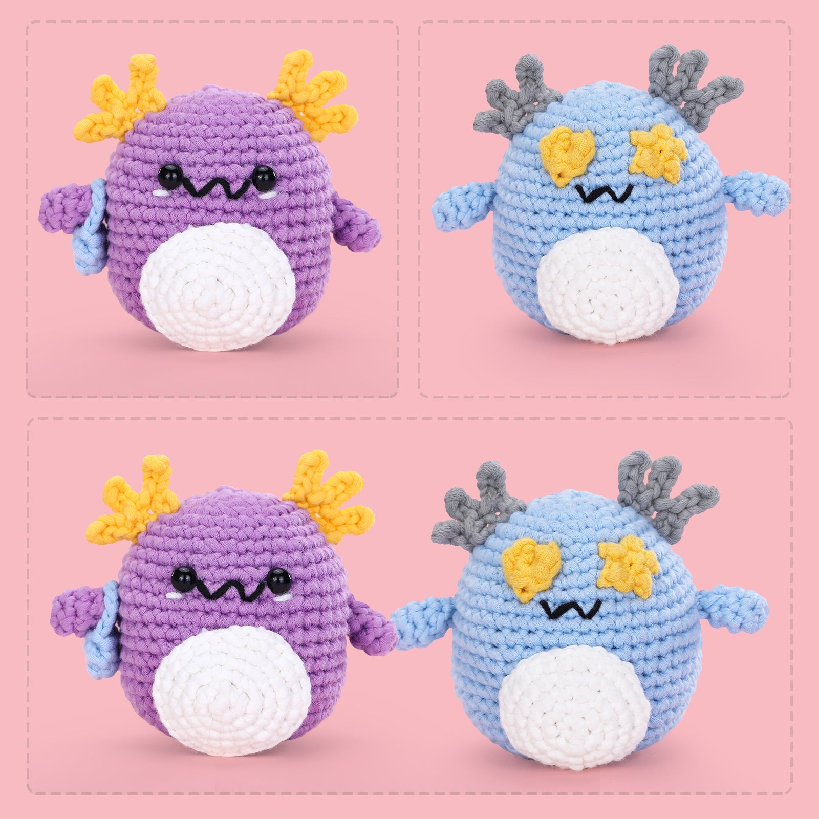 Crochet Kit for Be Axolotl Crochet Kit, Create Your First Amigurumi, Include Hook, Soft Yarn, and Accessories, Starter DIY Crafts for Adults, Teens
