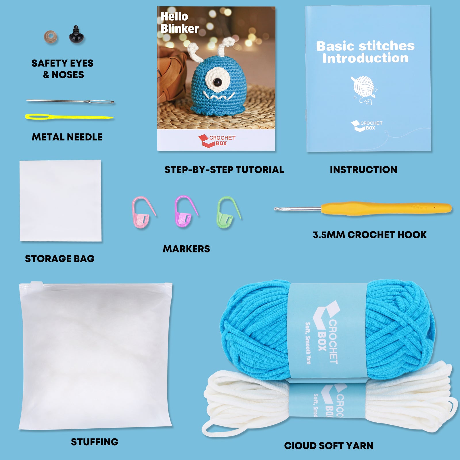 Complete Crochet Kit for Beginners: Starter Crochet Kit, Include Easy Crocheting Soft Yarn, Step-by-Step Video Tutorial, Accessories, Mystery Alien Style, Birthday, Holiday Gift for Adults, Teens