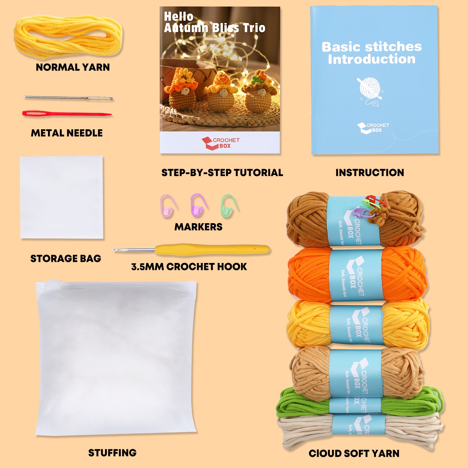 CROCHET BOX Crochet Kit for Beginners—— Autumn Bliss Trio