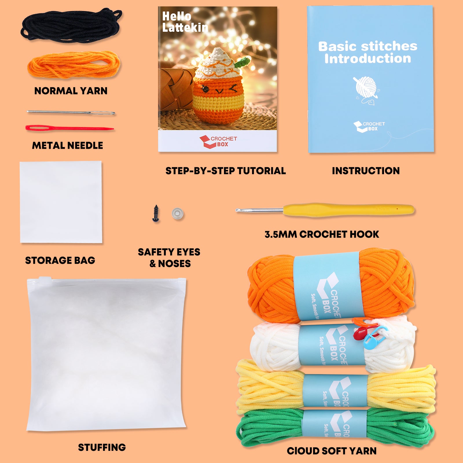 CROCHET BOX Crochet Kit for Beginners—— Pumpkin Latte