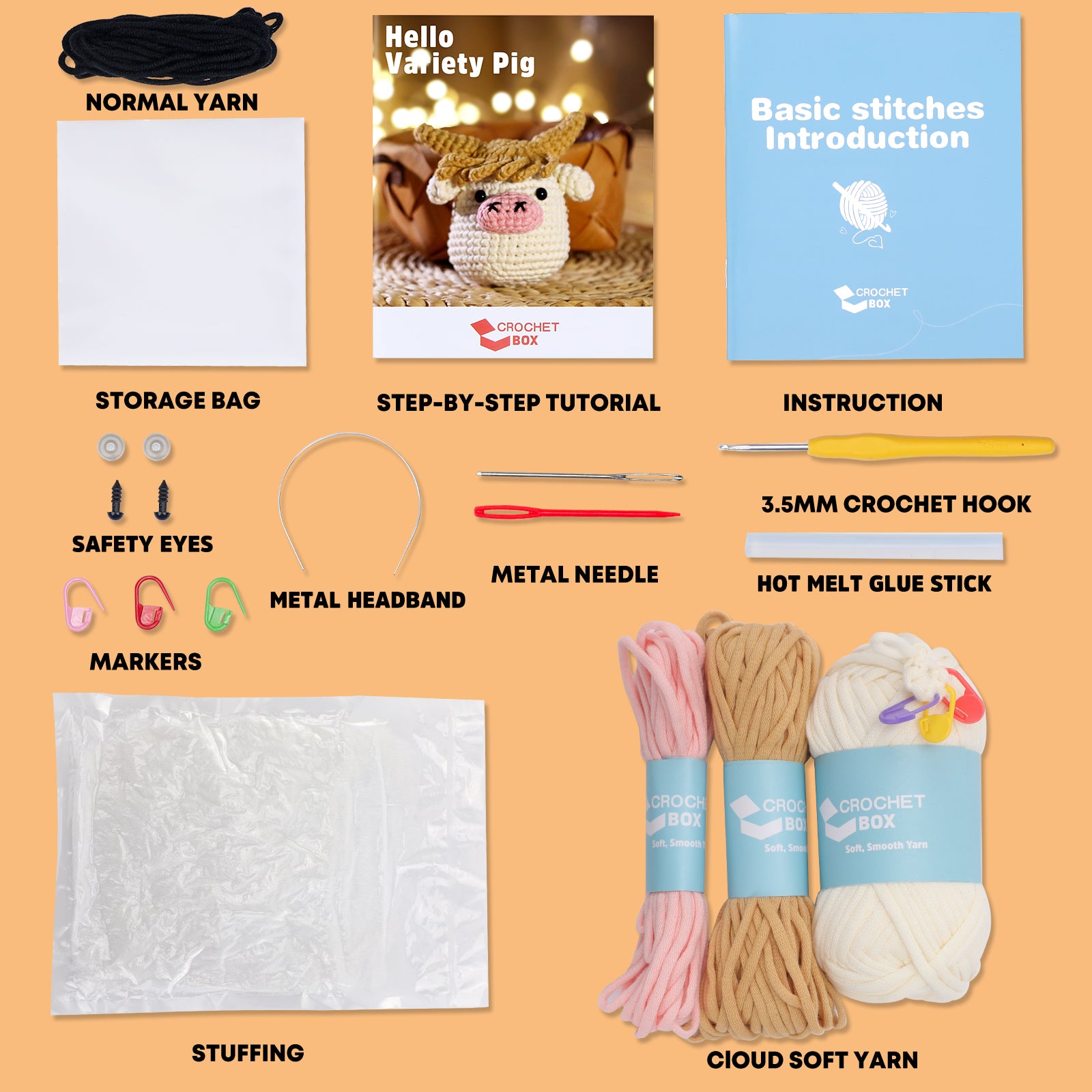 Complete Crochet Kit for Beginners —— Variety Pig