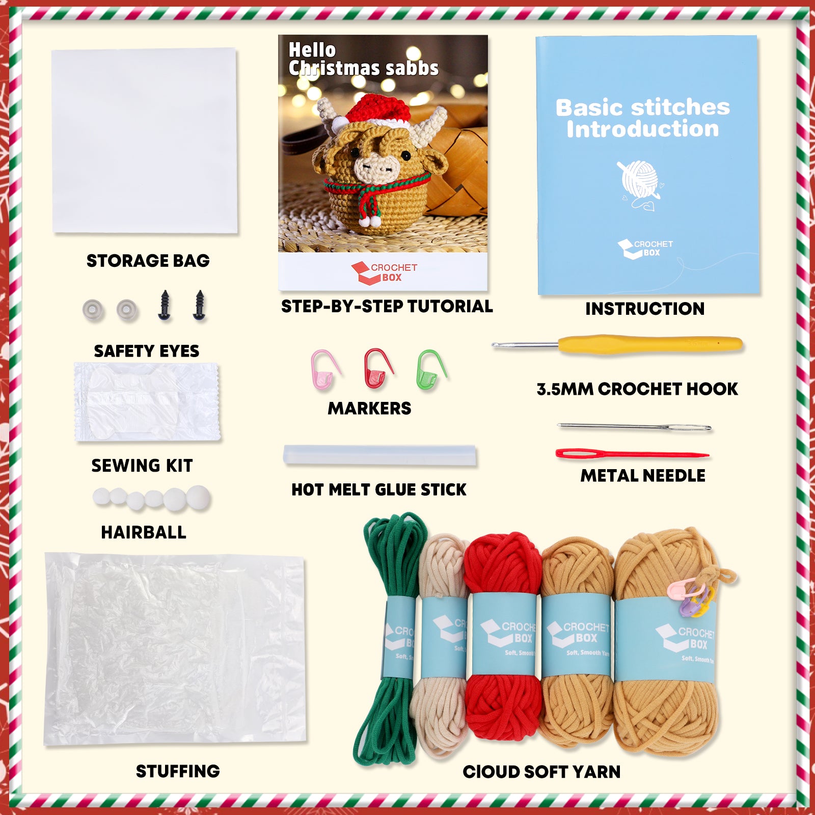 Complete Crochet Kit for Beginners —— Christmas sabbs
