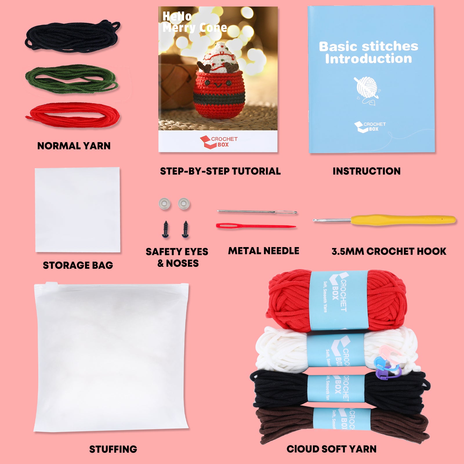 CROCHET BOX Crochet Kit for Beginners —— Christmas Icecream