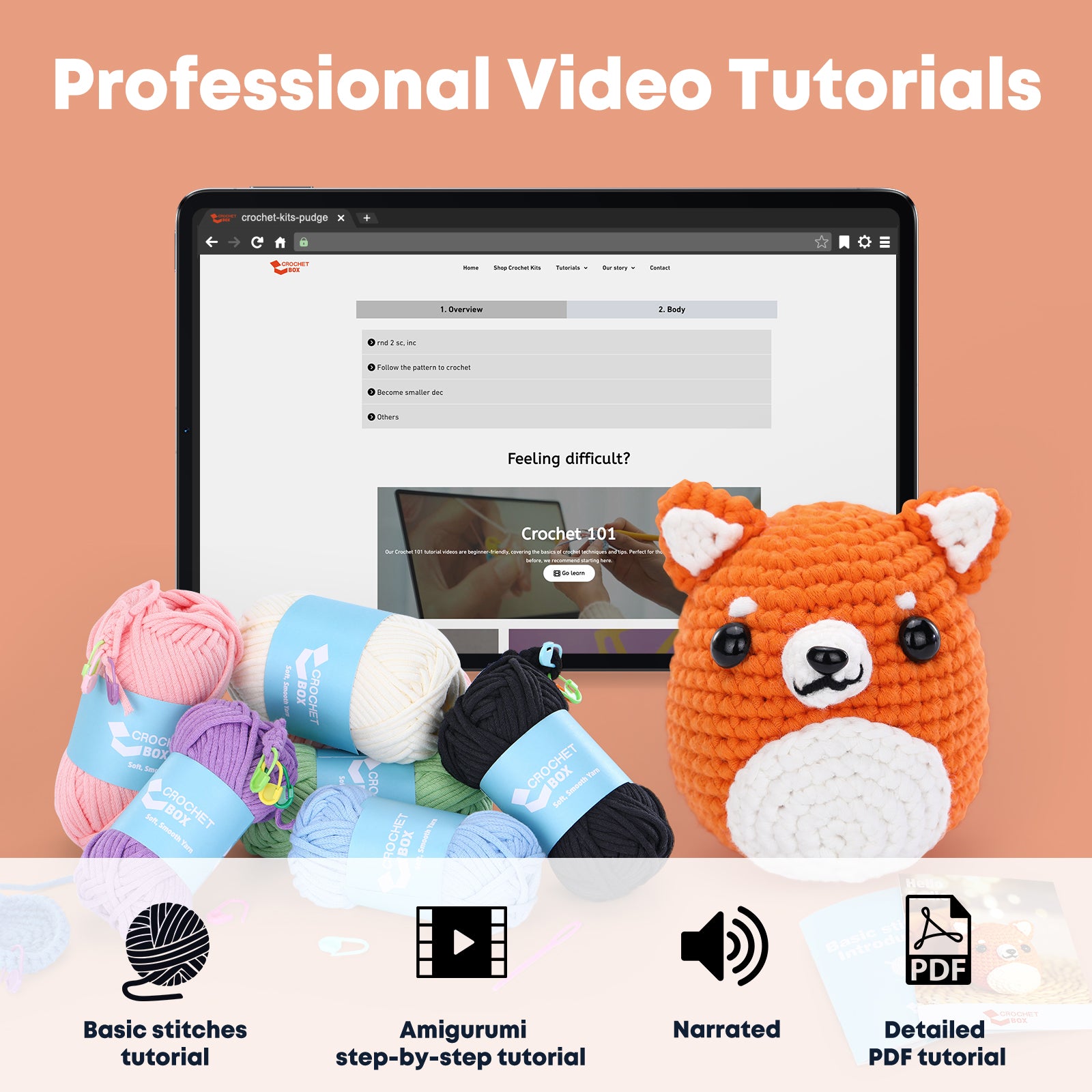 CROCHET BOX Crochet Kit for Beginners: Shiba Inu