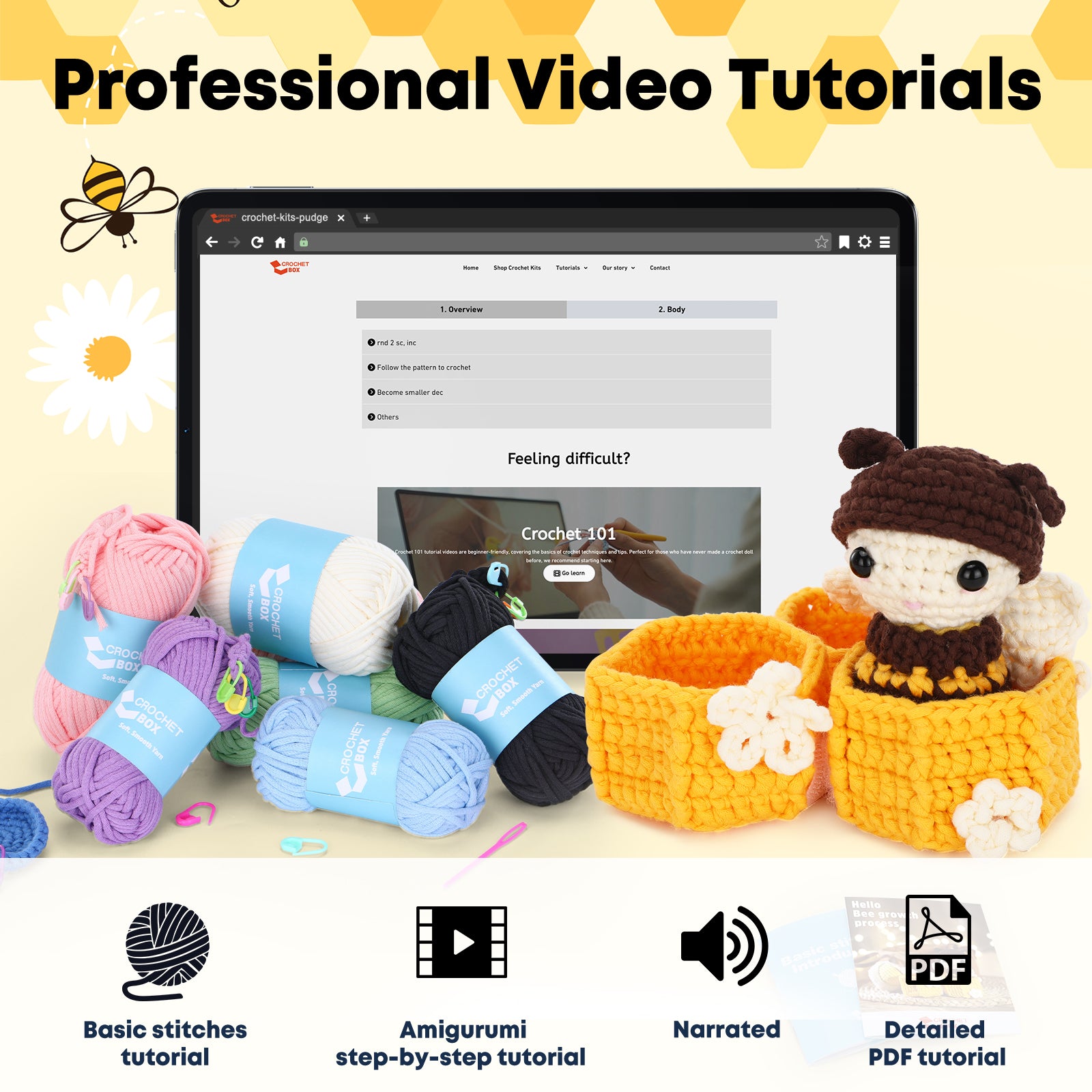 Complete Crochet Kit for Beginners —— Bee growth process
