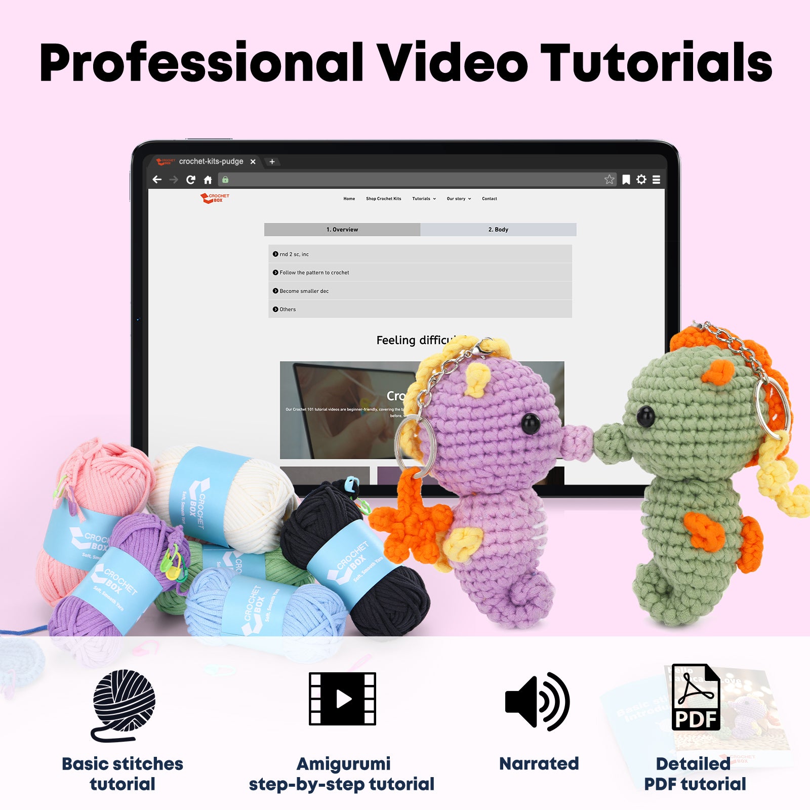 CROCHET BOX Crochet Kit for Beginners: 2 PCS Kiss Seahorse