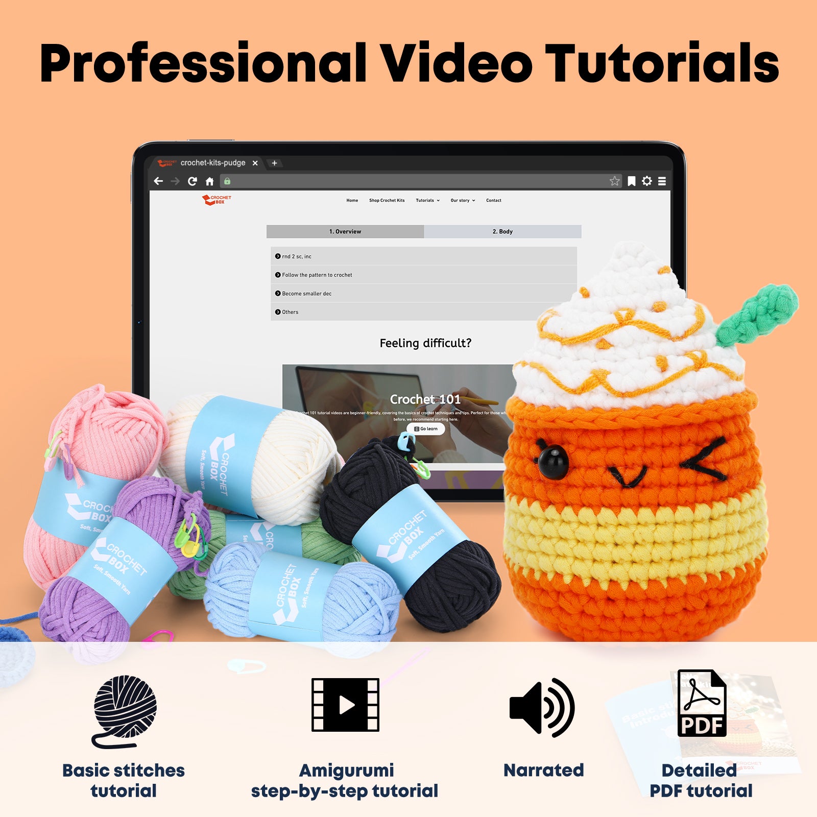 CROCHET BOX Crochet Kit for Beginners—— Pumpkin Latte