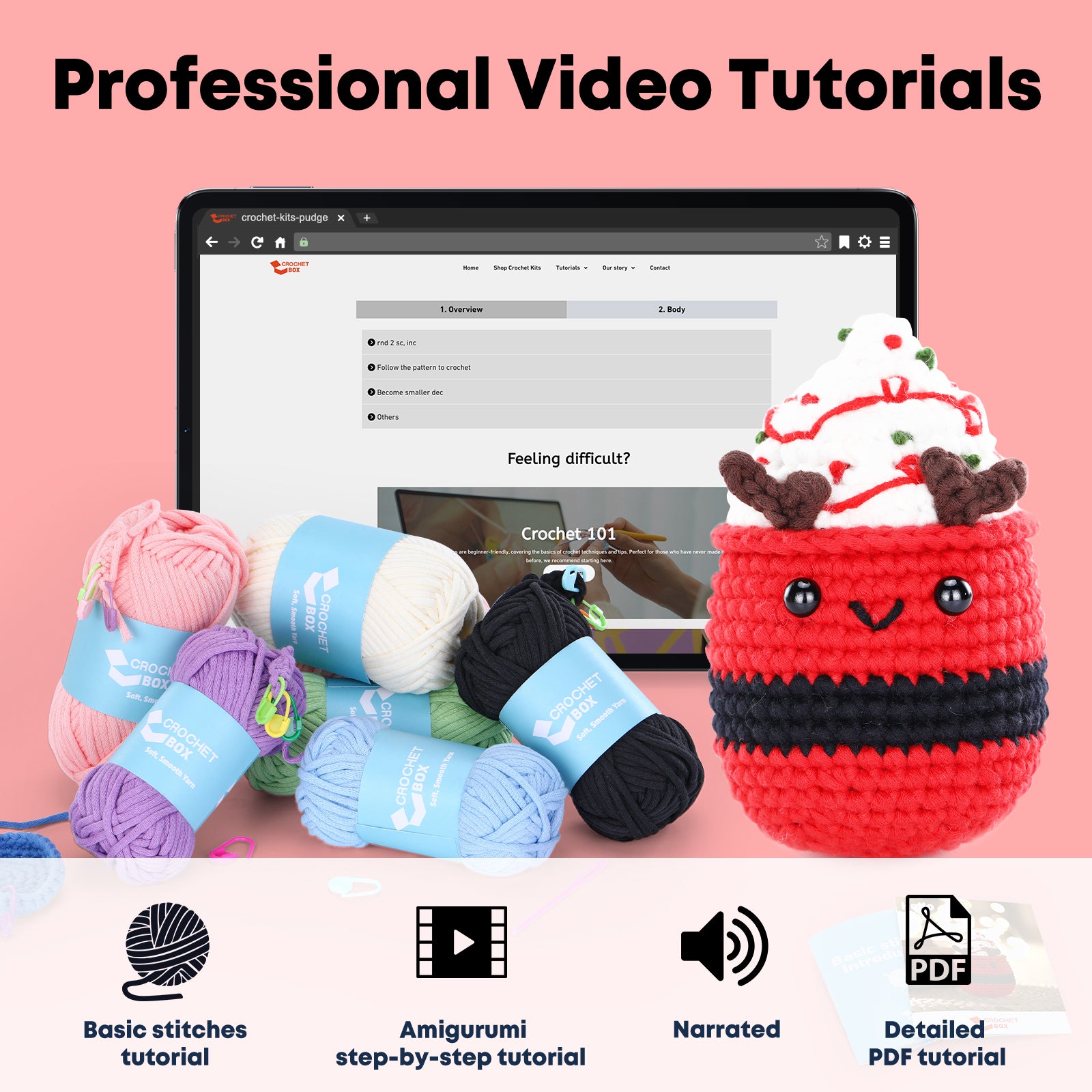 CROCHET BOX Crochet Kit for Beginners —— Christmas Icecream