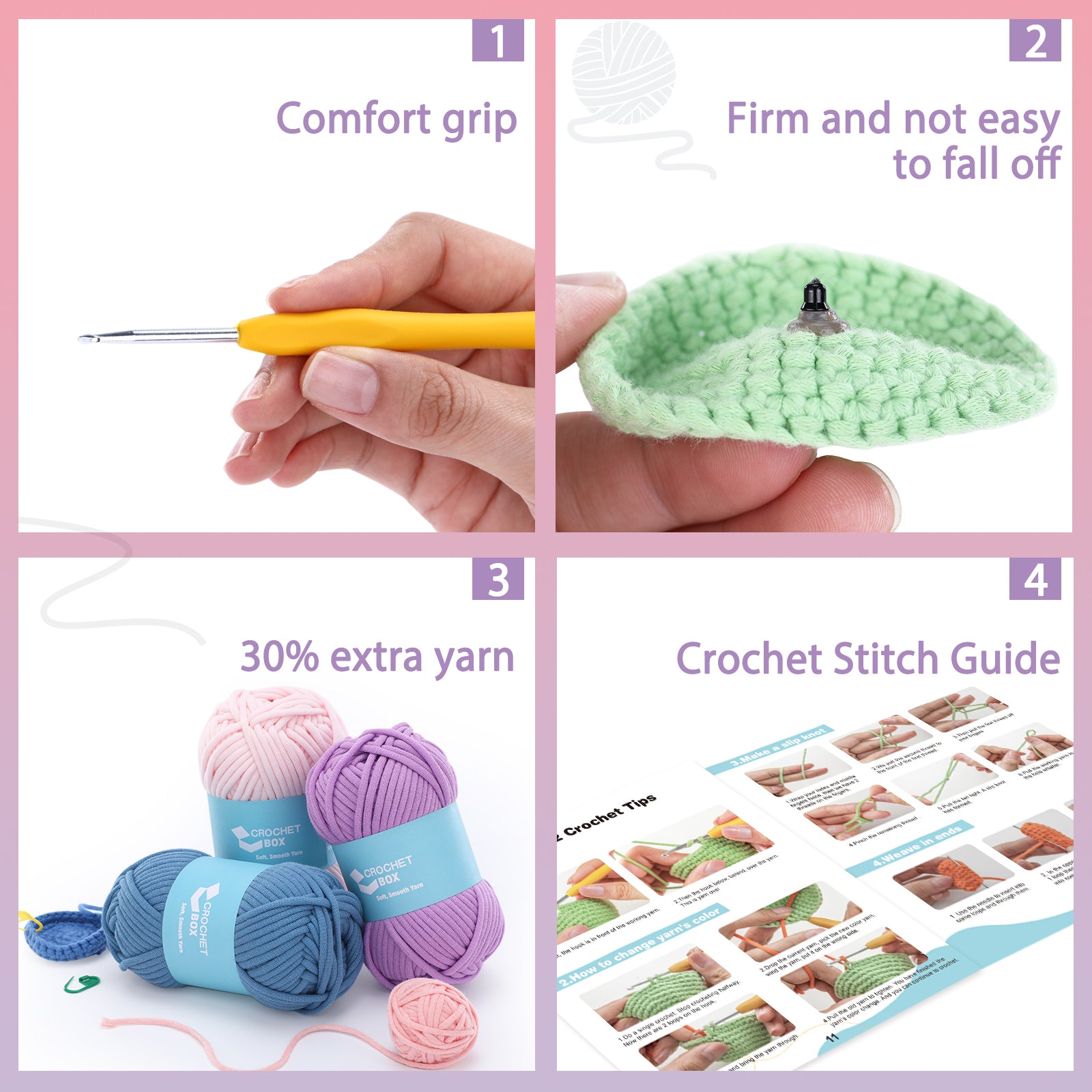 Crochet Kit for Beginners Adults, Crochet Starter Kit, Animal Amigurumi, Step-by-Step Video Tutorial, All You Need in, Cute Unicorn Design, Birthday, Holiday Thanksgiving Gift for Freinds, Teens