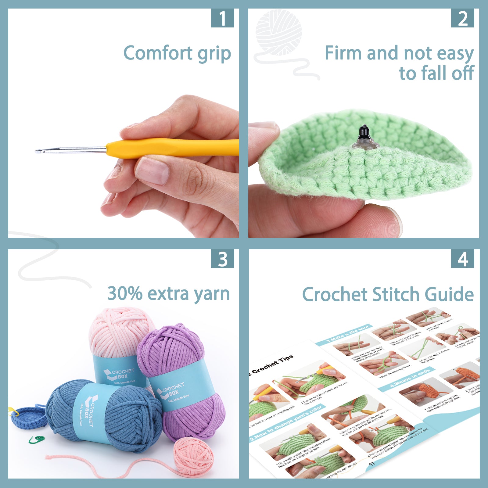Complete Crochet Kit for Beginners: Panda Crochet Kit, Starter Crochet Kit, Easy Knitting Soft Yarn, Step-by-Step Video Tutorial, Gift for Adults, Teens