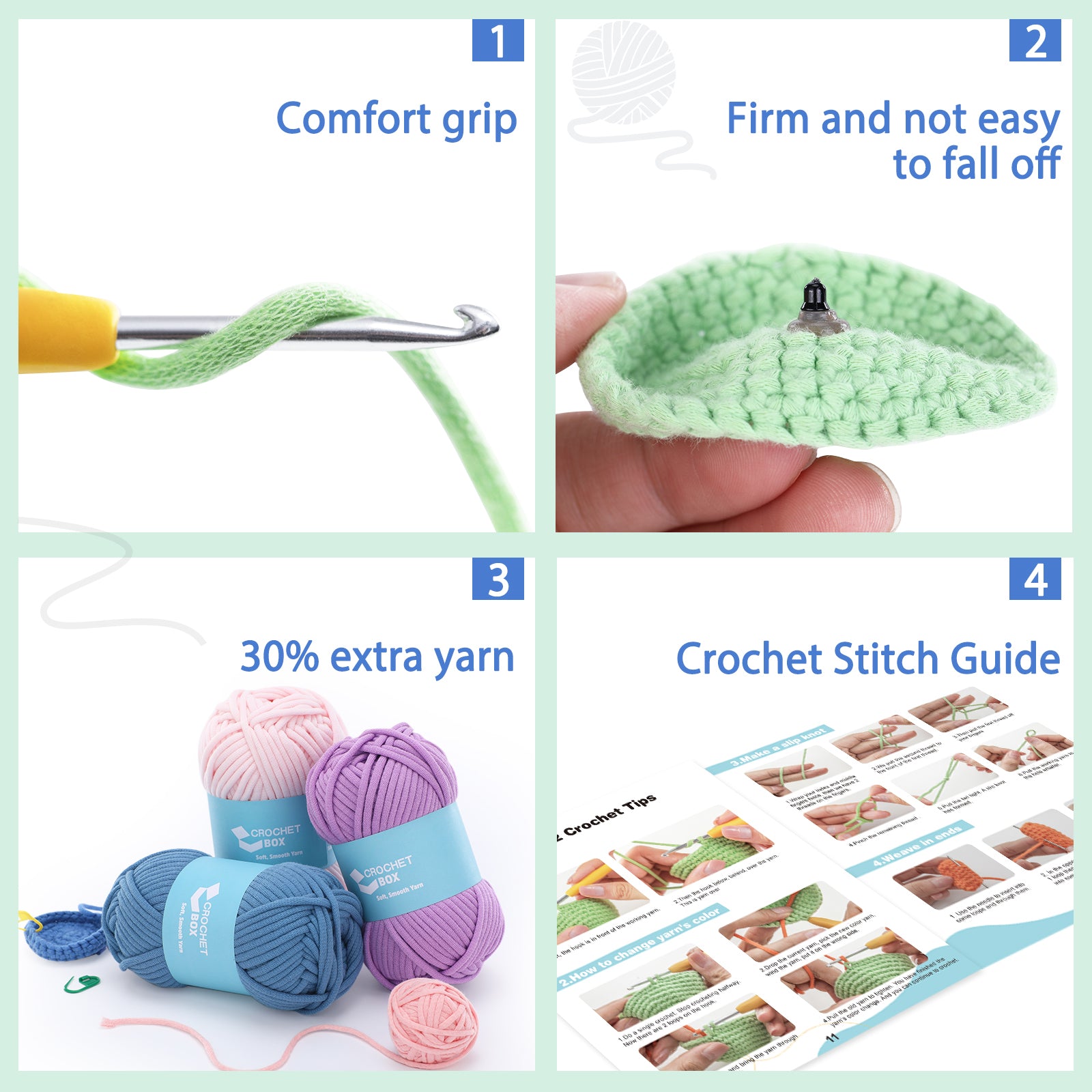CrochetBox Crochet Kit for Beginners: Starter Crochet Kit for Adults, Teens, Include Easy to Use Yarn, Step-by-Step Video, Patterns, Red Nose Reindeer Style, Birthday, Holiday, Christmas Gift.