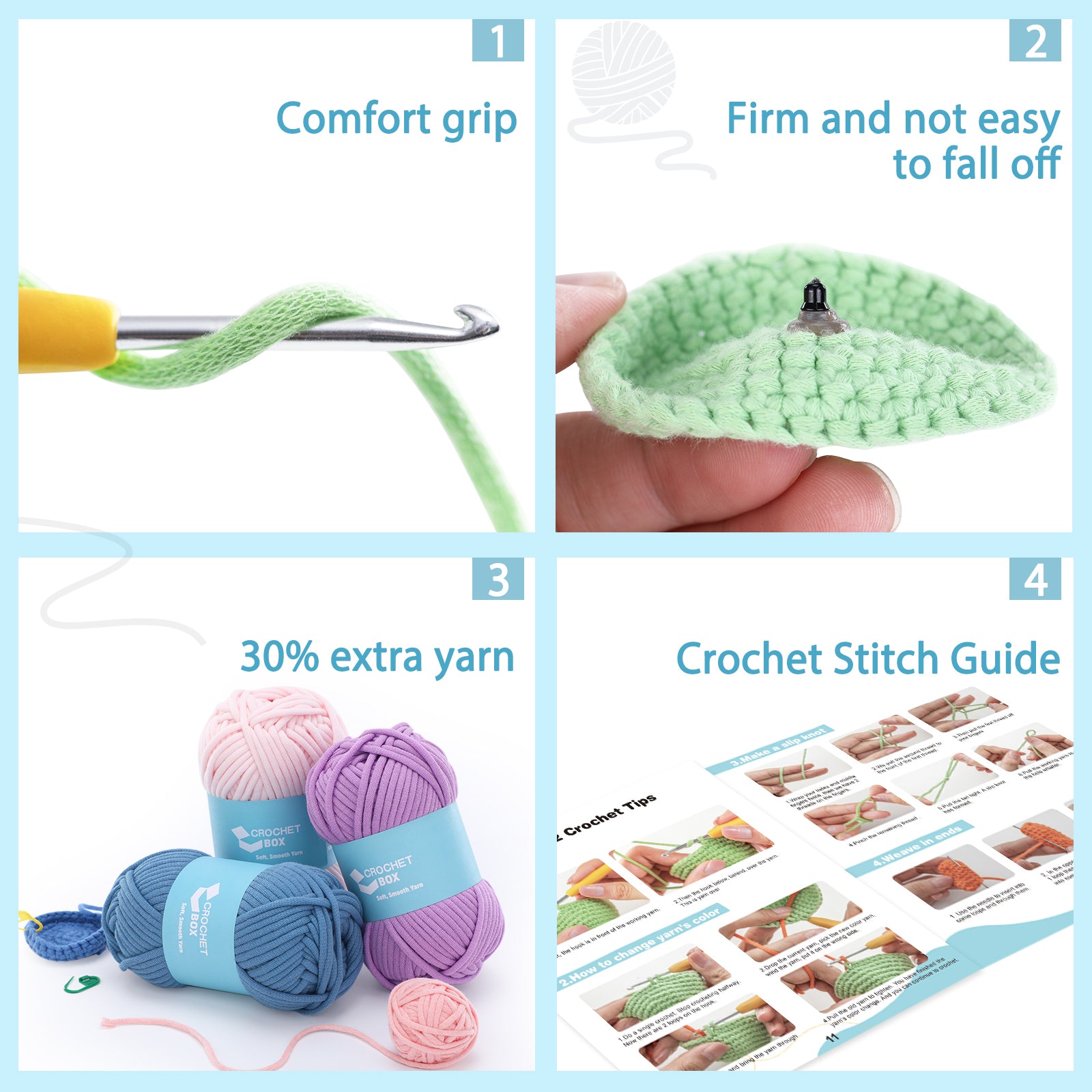 CrochetBox Complete Crochet Kit for Beginners - All You Need in, Step-by-Step Video Tutorial, Instruction, Easy Using Soft Yarn, Cool Octopus Animal Design, Birthday, Holiday Gift for Adults, Teens