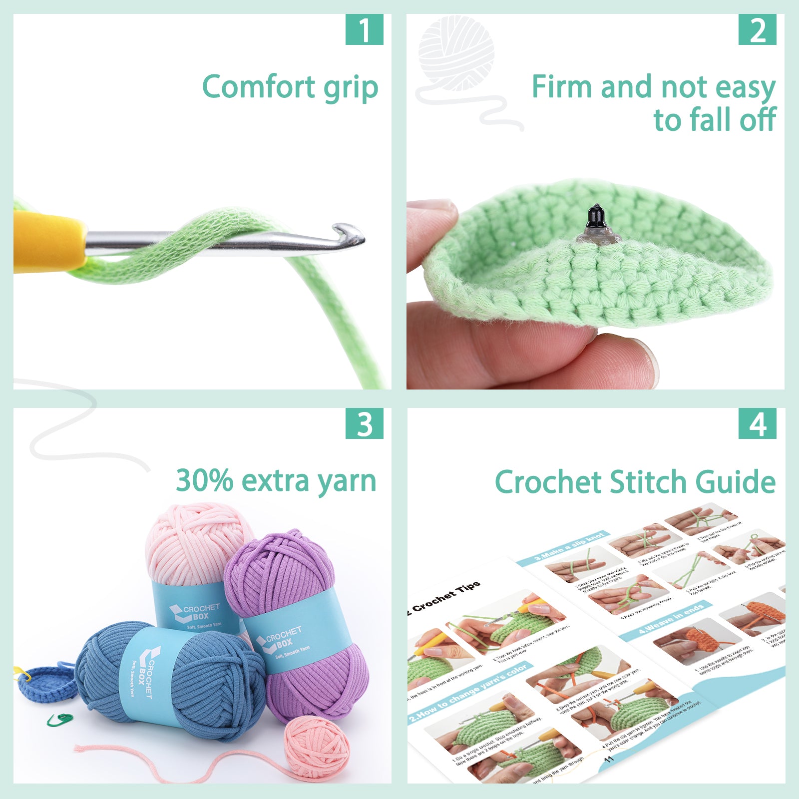 CrochetBox Complete Beginners Crochet Kit - All You Need for Easy Crocheting, Step-by-Step Video Tutorials, Sleeping Owl Crochet Kit, Animal Design, Birthday or Holiday Gift for Adults, Teens.