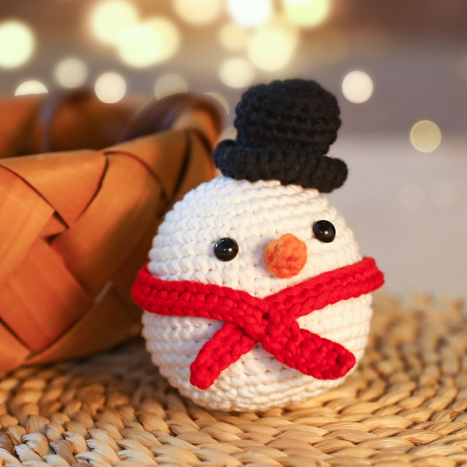 CrochetBox Crochet Kit for Beginners: Snowman Crochet Kit, All You Need In, Include Step-by-Step Video Tutorials, Top Hat, Red Scarf Snowman Style, Starter Friendly, Christmas Gift for Adults.