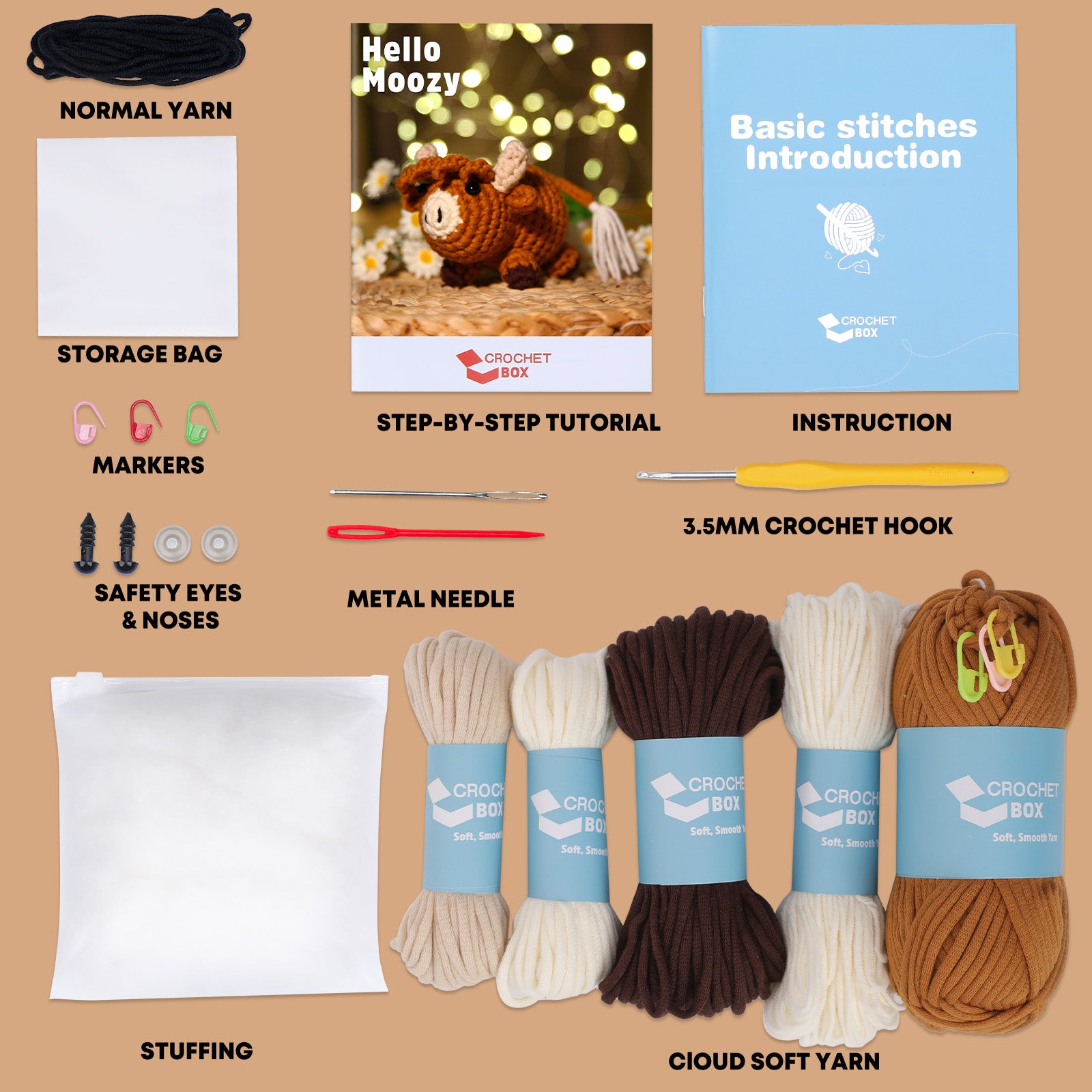 CROCHET BOX Complete Crochet Kit for Beginners ——Moozy
