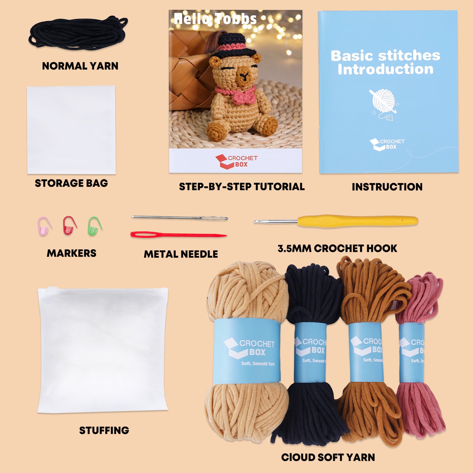 CROCHET BOX Complete Crochet Kit for Beginners ——Tobbs