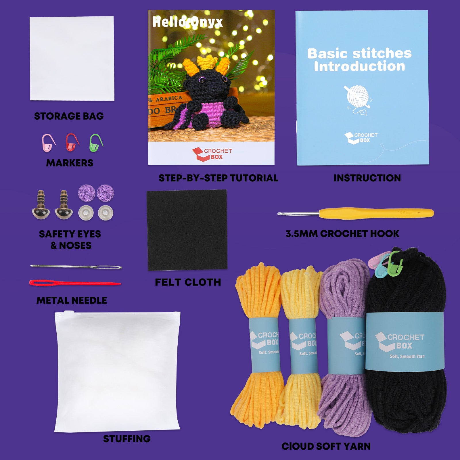 CROCHET BOX Complete Crochet Kit for Beginners ——Onyx