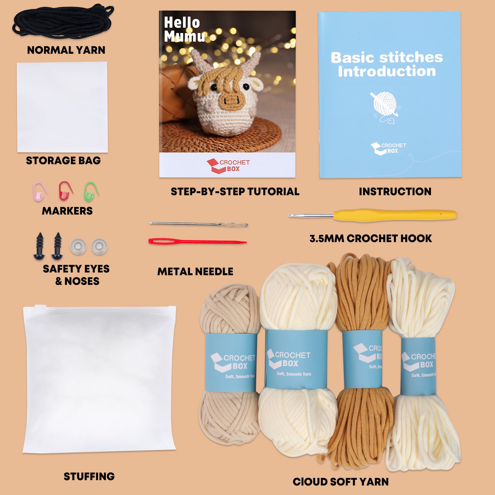 CROCHET BOX Complete Crochet Kit for Beginners ——Mumu