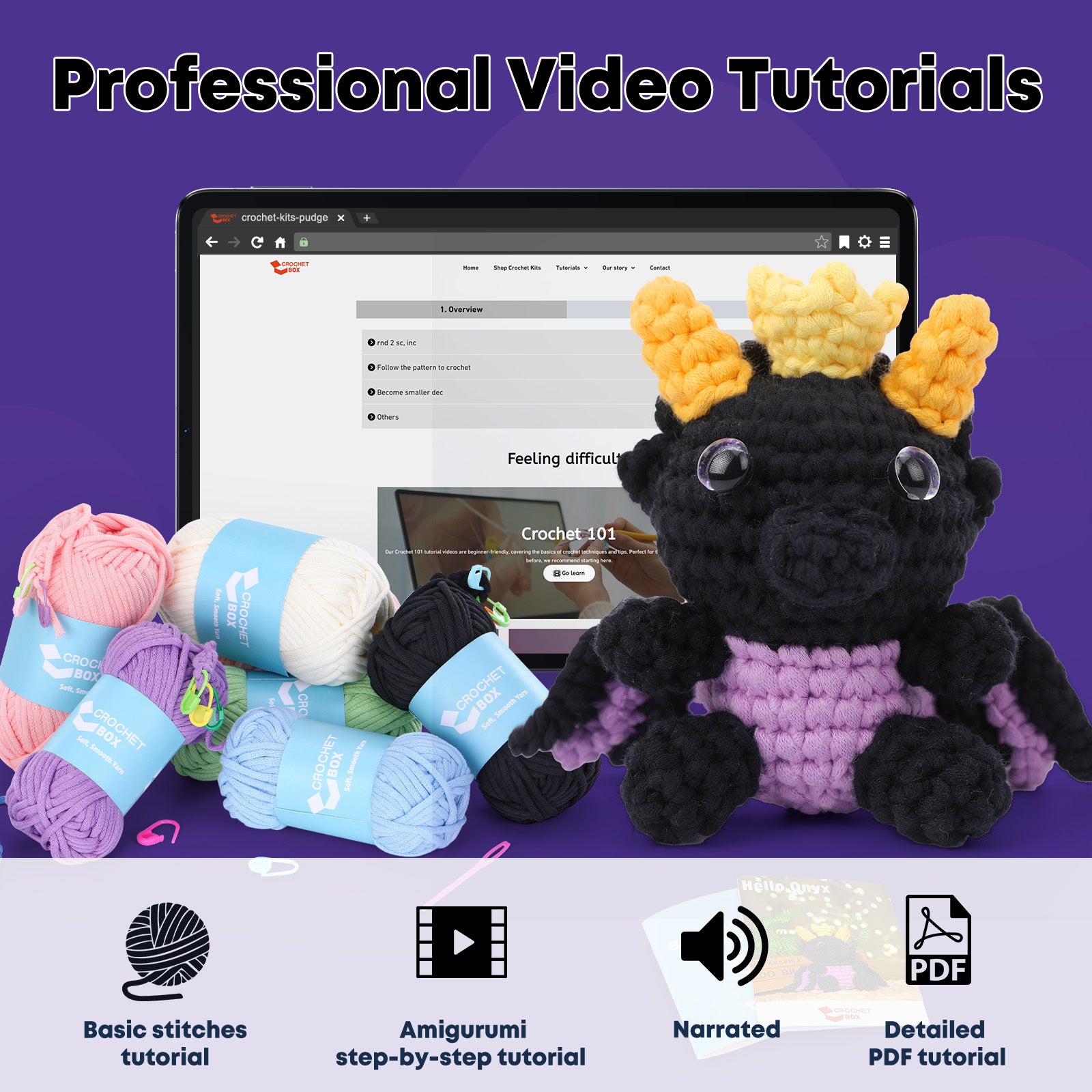 CROCHET BOX Complete Crochet Kit for Beginners ——Onyx