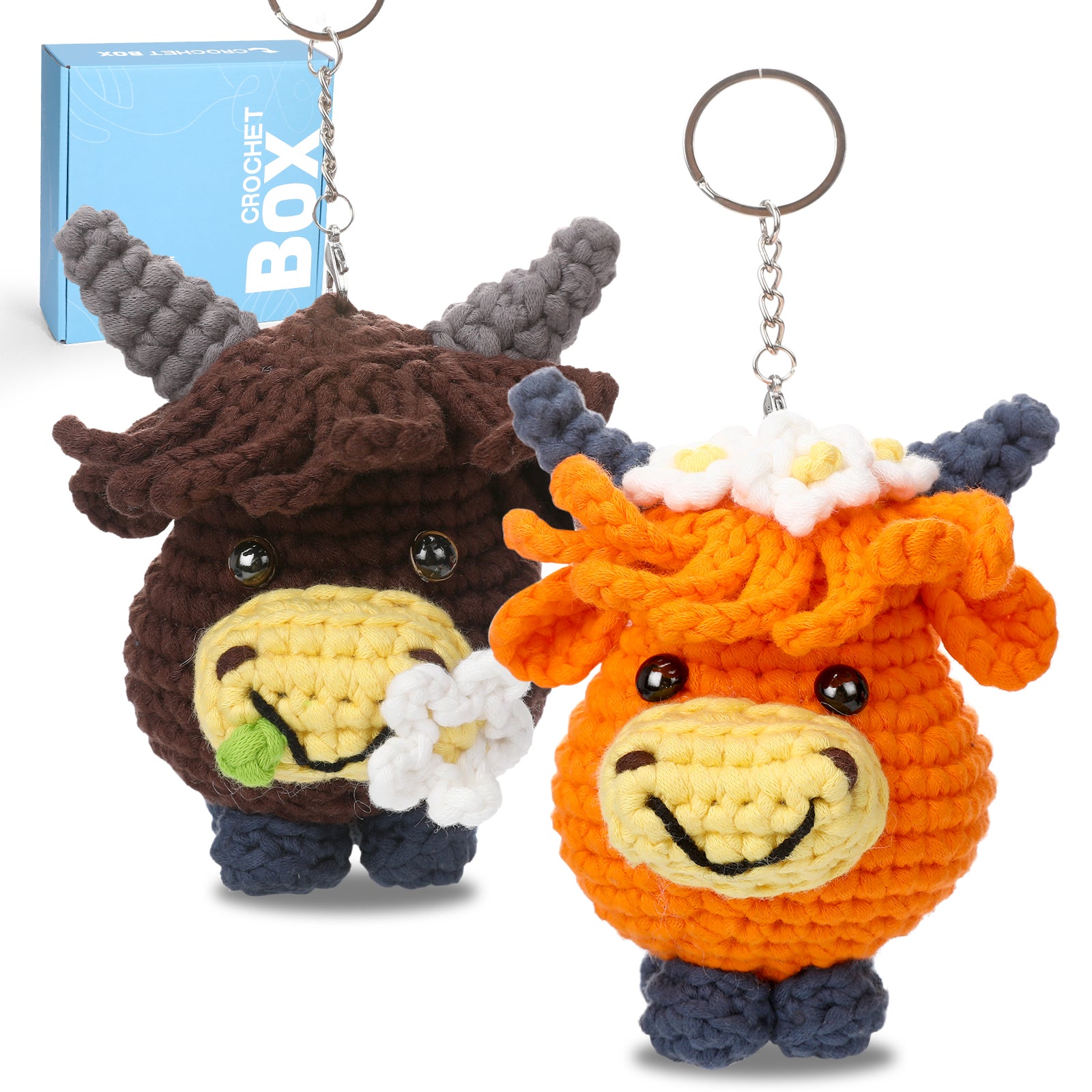 CROCHET BOX Complete Crochet Kit for Beginners —— Daisy Highland Cattle Mix