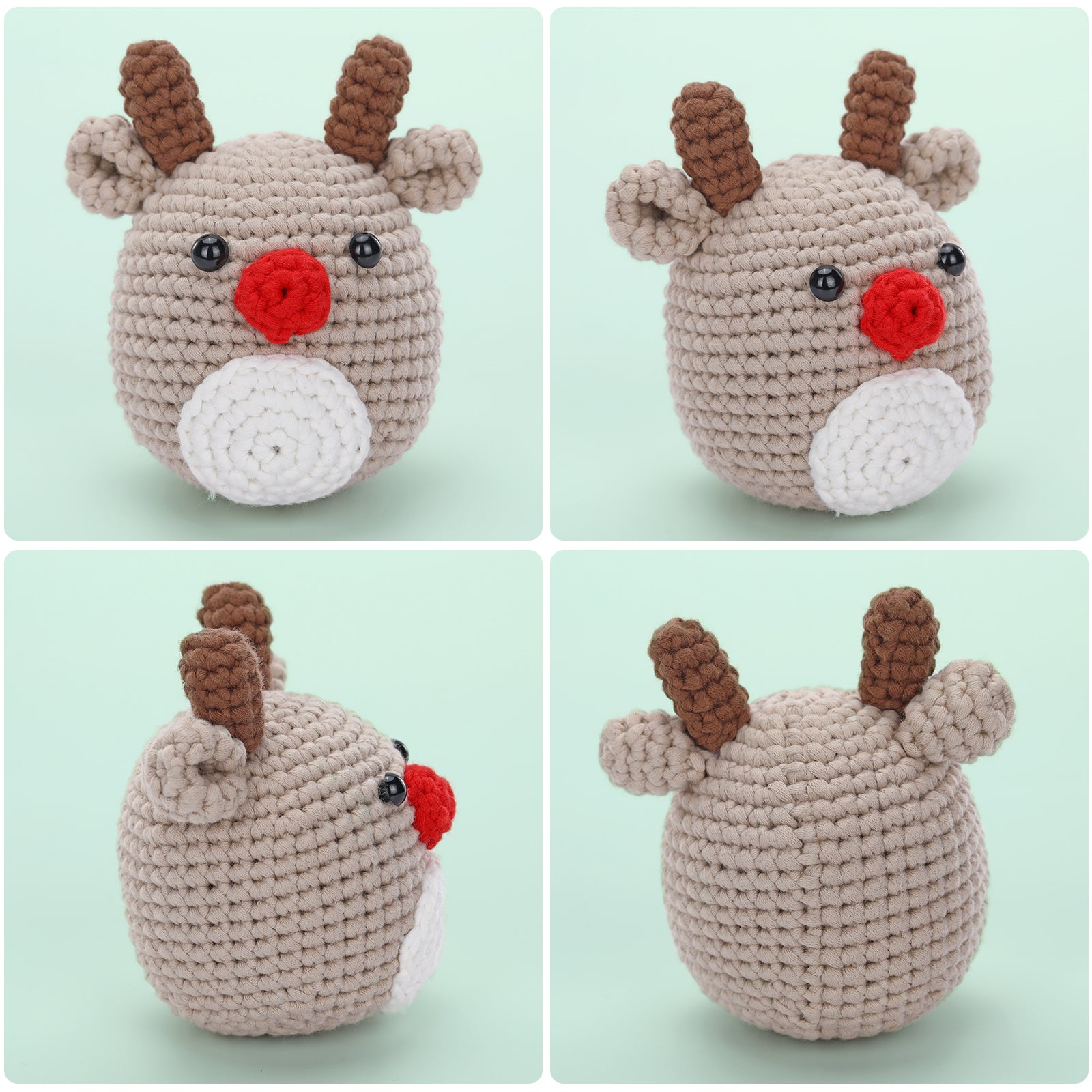 CrochetBox Crochet Kit for Beginners: Starter Crochet Kit for Adults, Teens, Include Easy to Use Yarn, Step-by-Step Video, Patterns, Red Nose Reindeer Style, Birthday, Holiday, Christmas Gift.