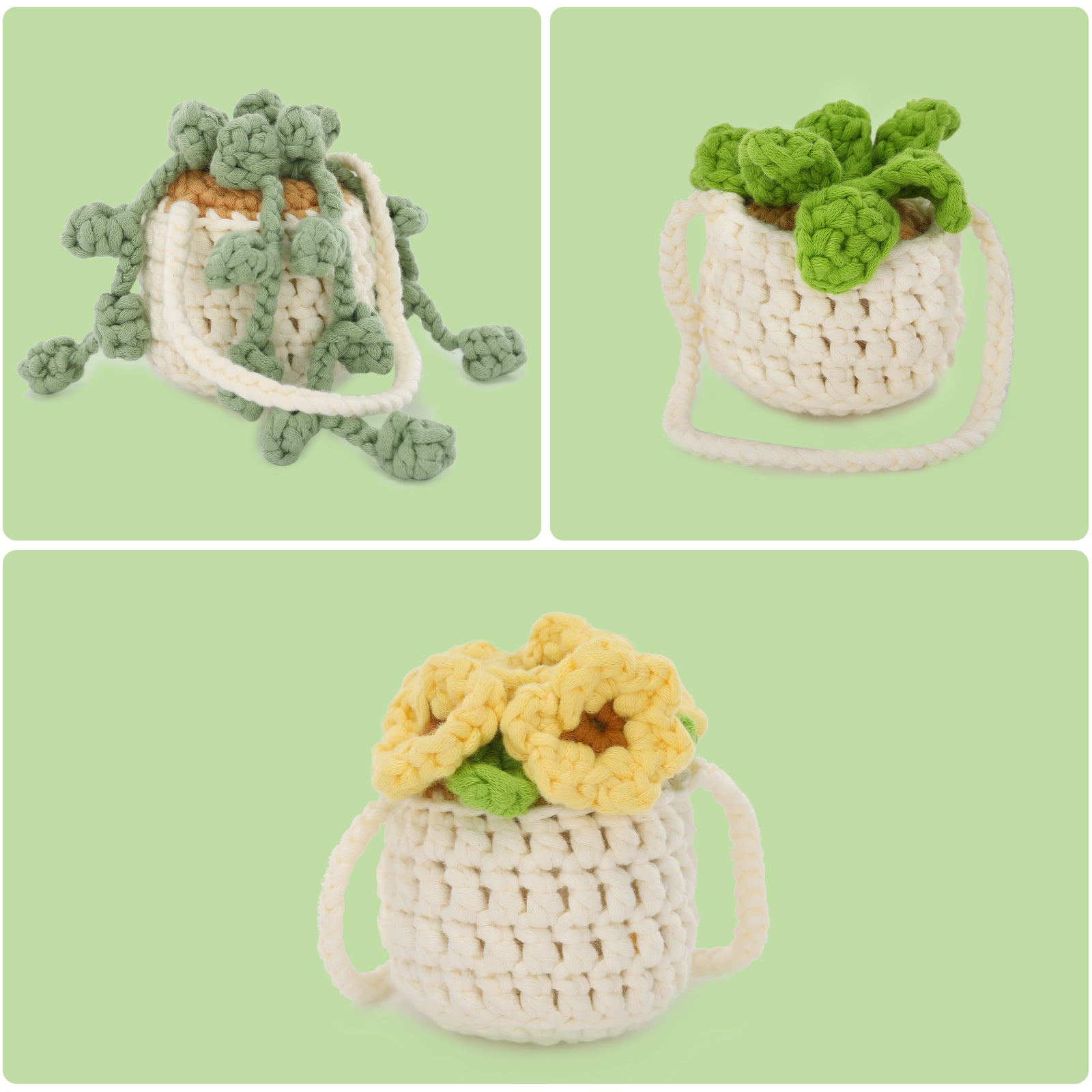 FECLOUD Crochet Knitting Kit for Beginners - 3Pcs Succulents, Beginner  Crochet K