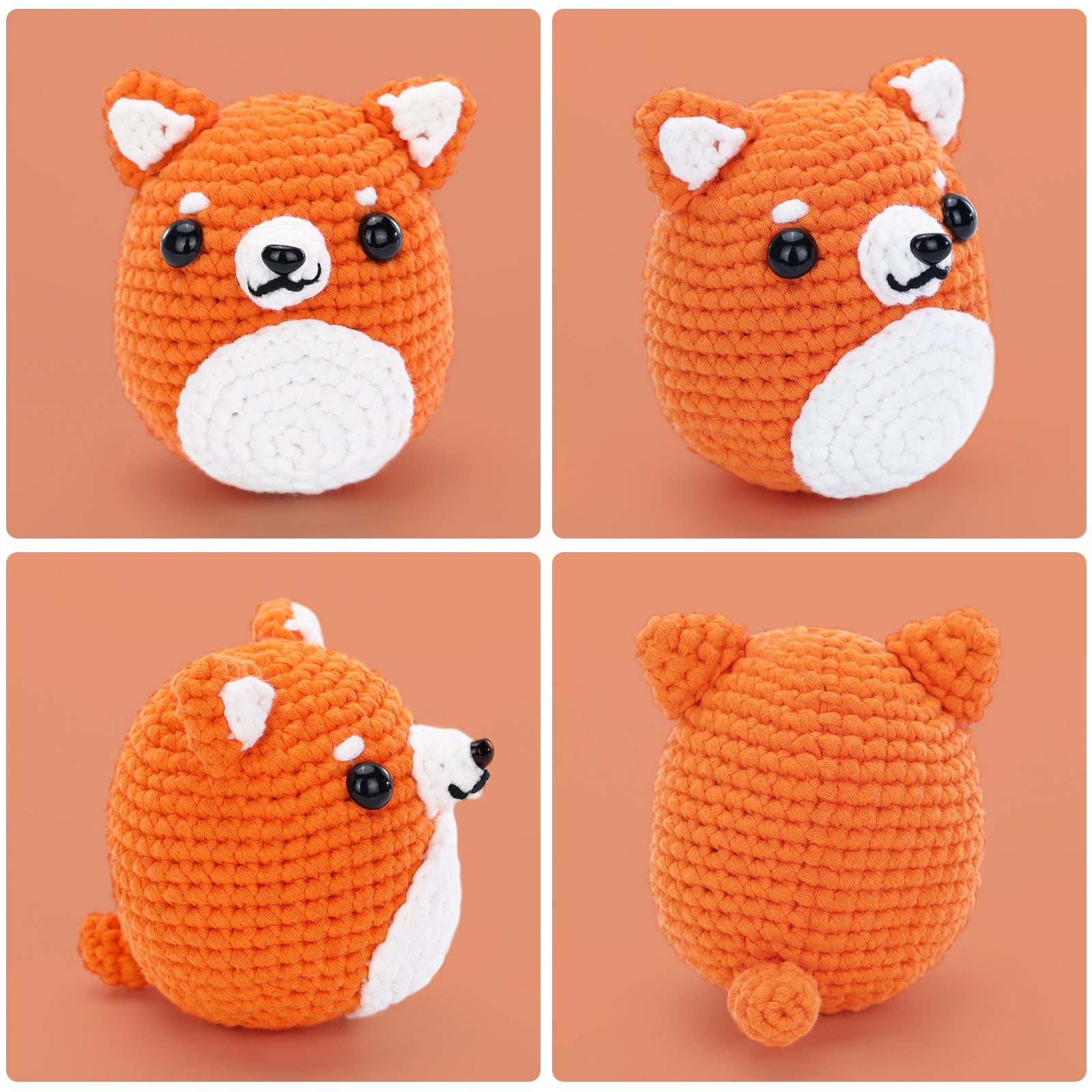 CrochetBox Crochet Kit for Beginners: Shiba Inu Crochet Kit, Include Easy Knitting Soft Yarn, Step-by-Step Video, Birthday Gift for Adults, Teens