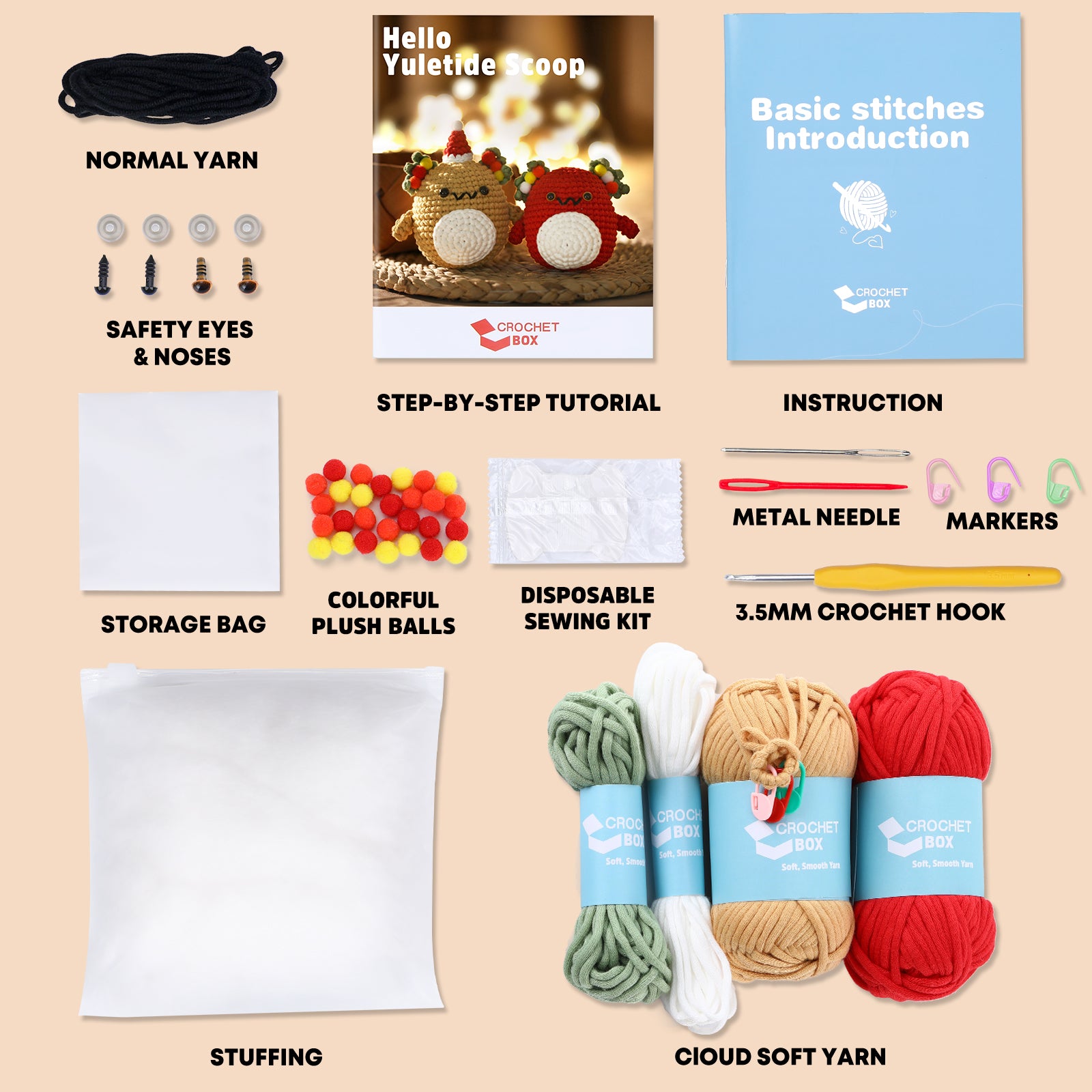 CROCHET BOX Crochet Kit for Beginners —— Christmas Axolotls