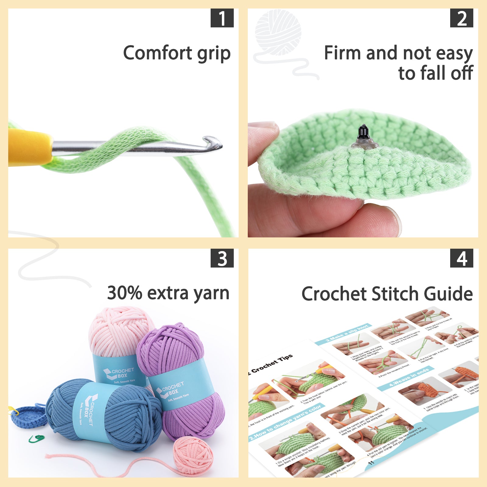 CrochetBox Crochet Kit for Beginners - Bee Crochet Kit, All You Need in, Step-by-Step Video, Instruction, Soft Yarn, Birthday Gift for Adults, Teens