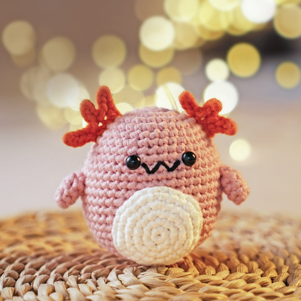 CrochetBox Complete Crochet Kit for Beginners - Axolotl lying