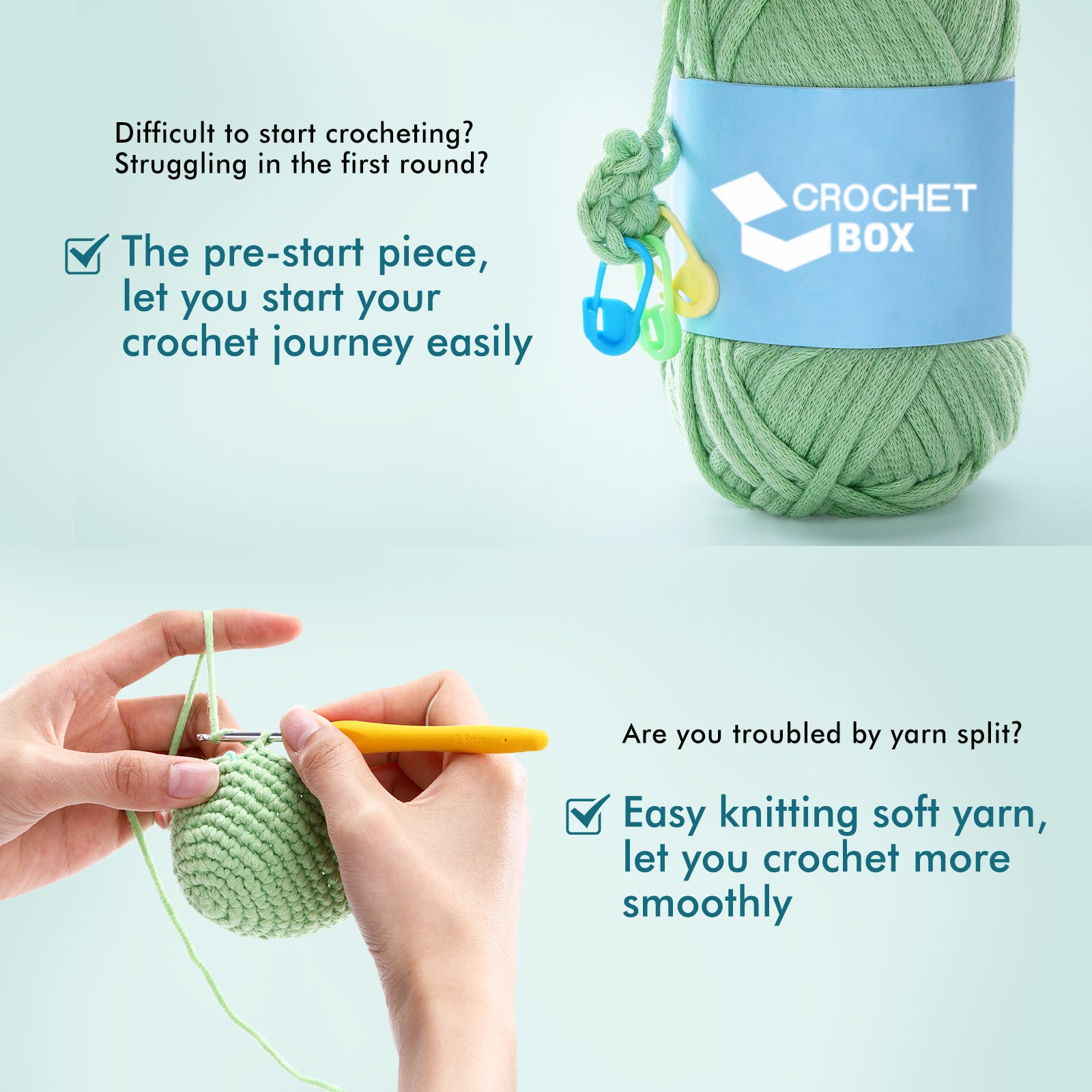 CrochetBox Complete Crochet Kit for Beginners - Royal Panda Trio