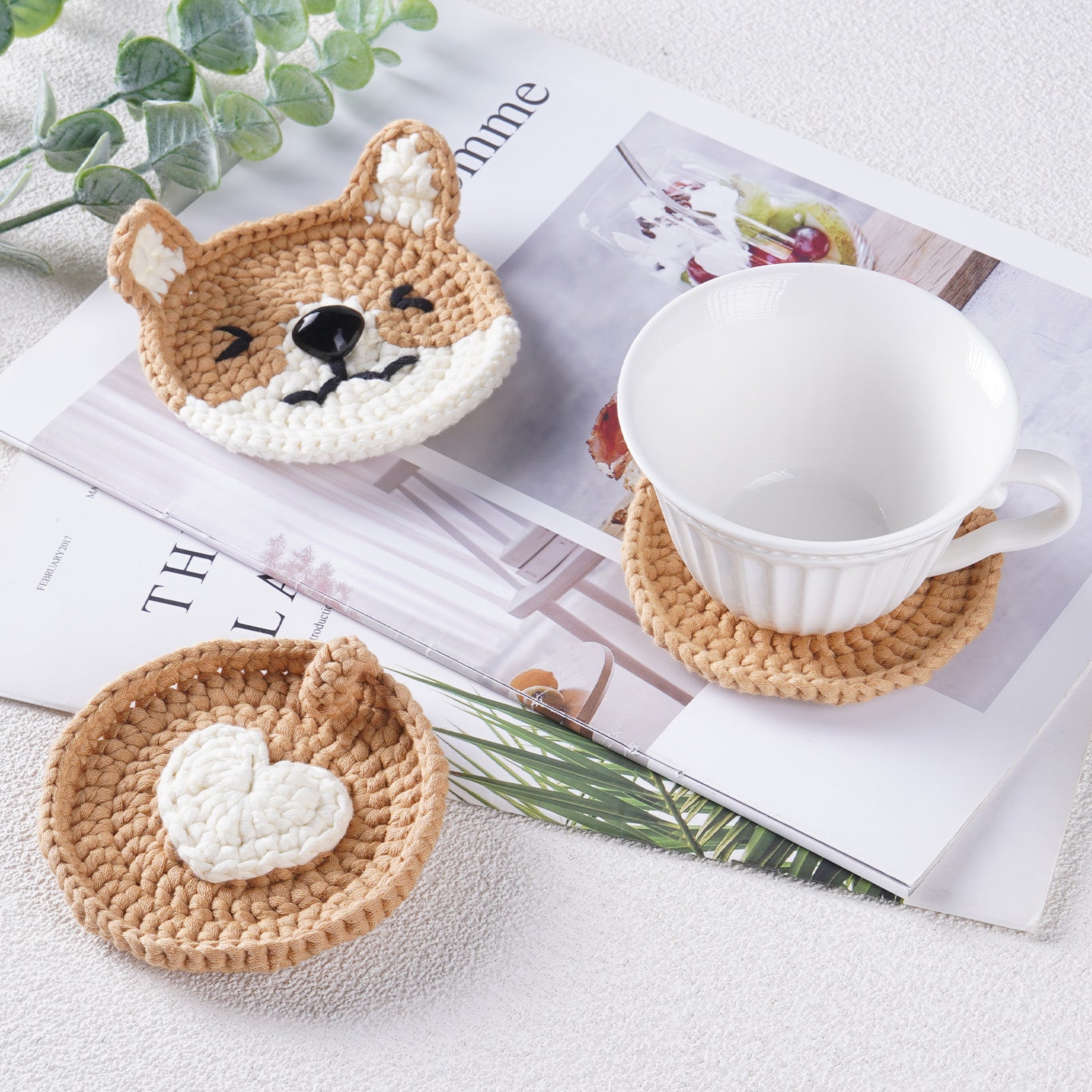 CROCHET BOX Complete Crochet Kit for Beginners ——Corgi Coasters