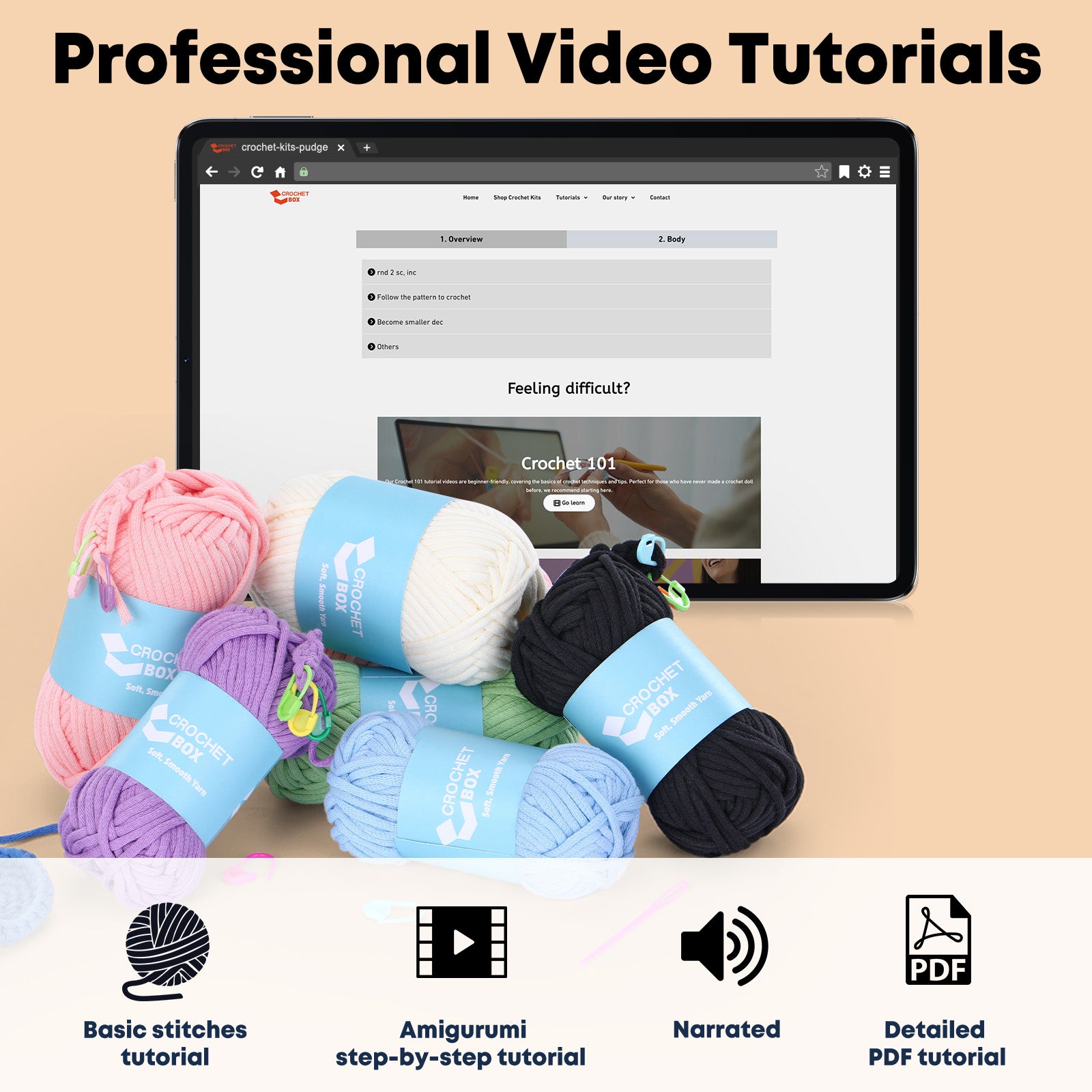 CROCHET BOX Complete Crochet Kit for Beginners ——Corgi Coasters